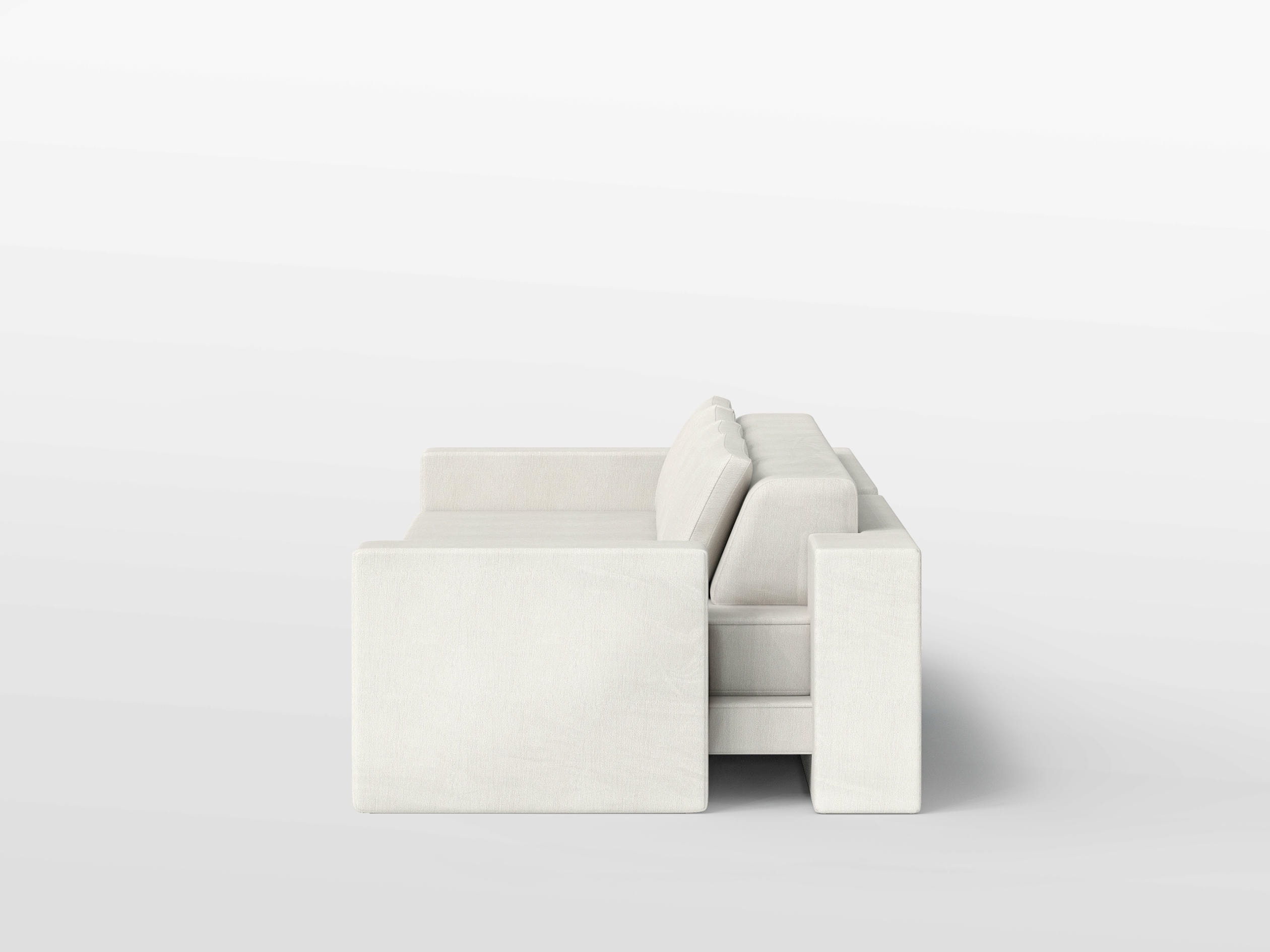 Odysseus Fully Upholstered Sofa in White Linen Fabric by OZA Design 3