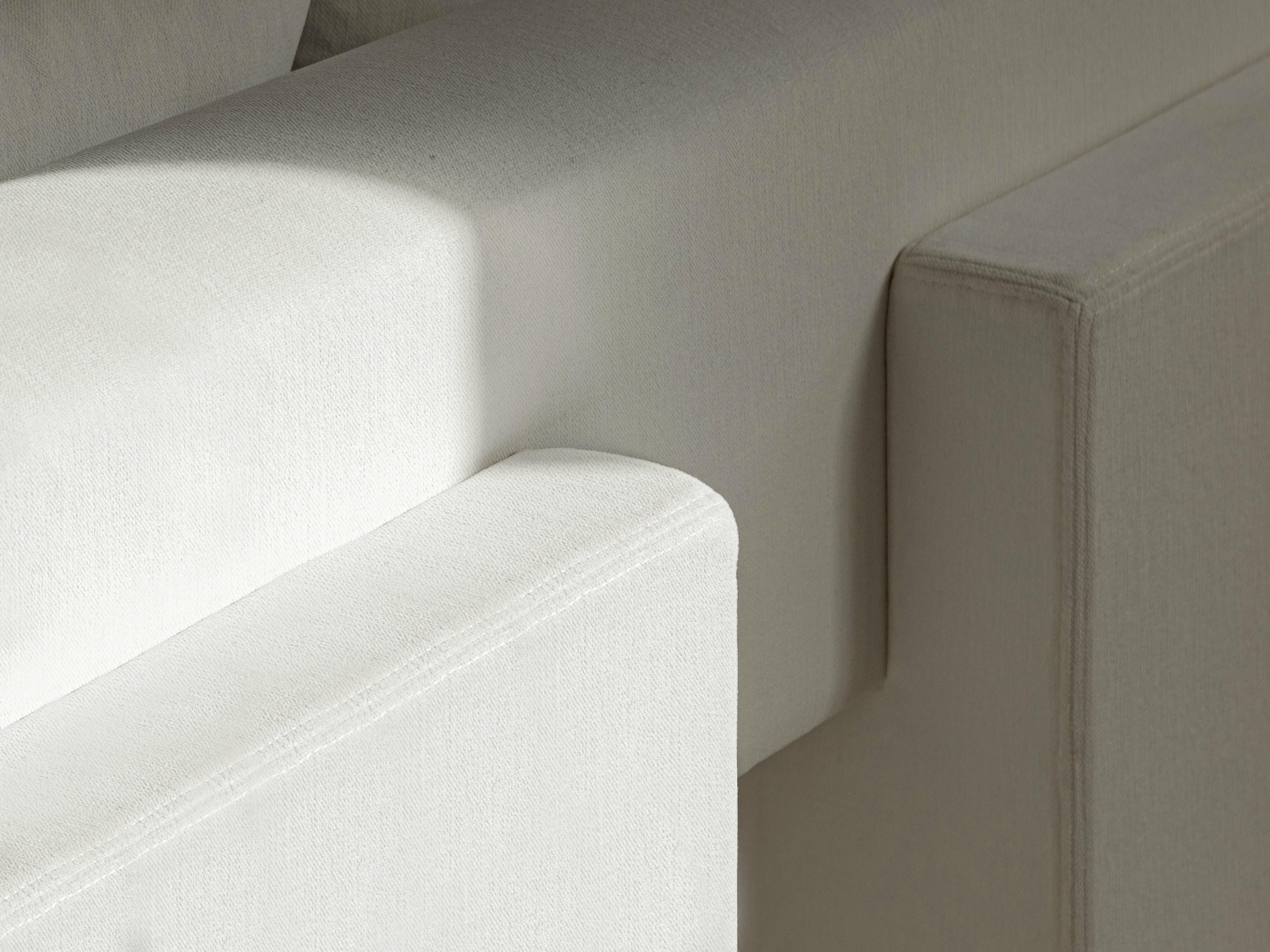 Odysseus Fully Upholstered Sofa in White Linen Fabric by OZA Design 5
