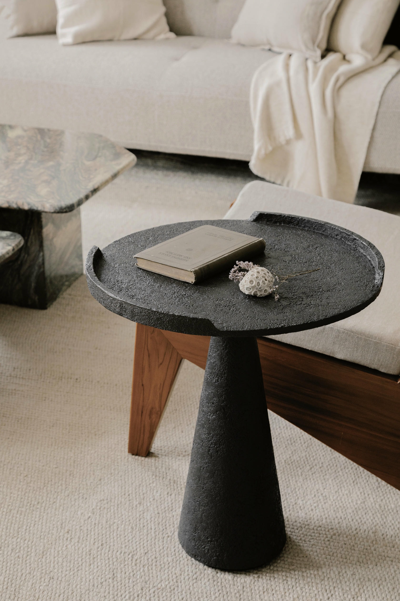 Perseus Side Table in Cast Bronze With Custom Hammered Patina by OZA Design 5