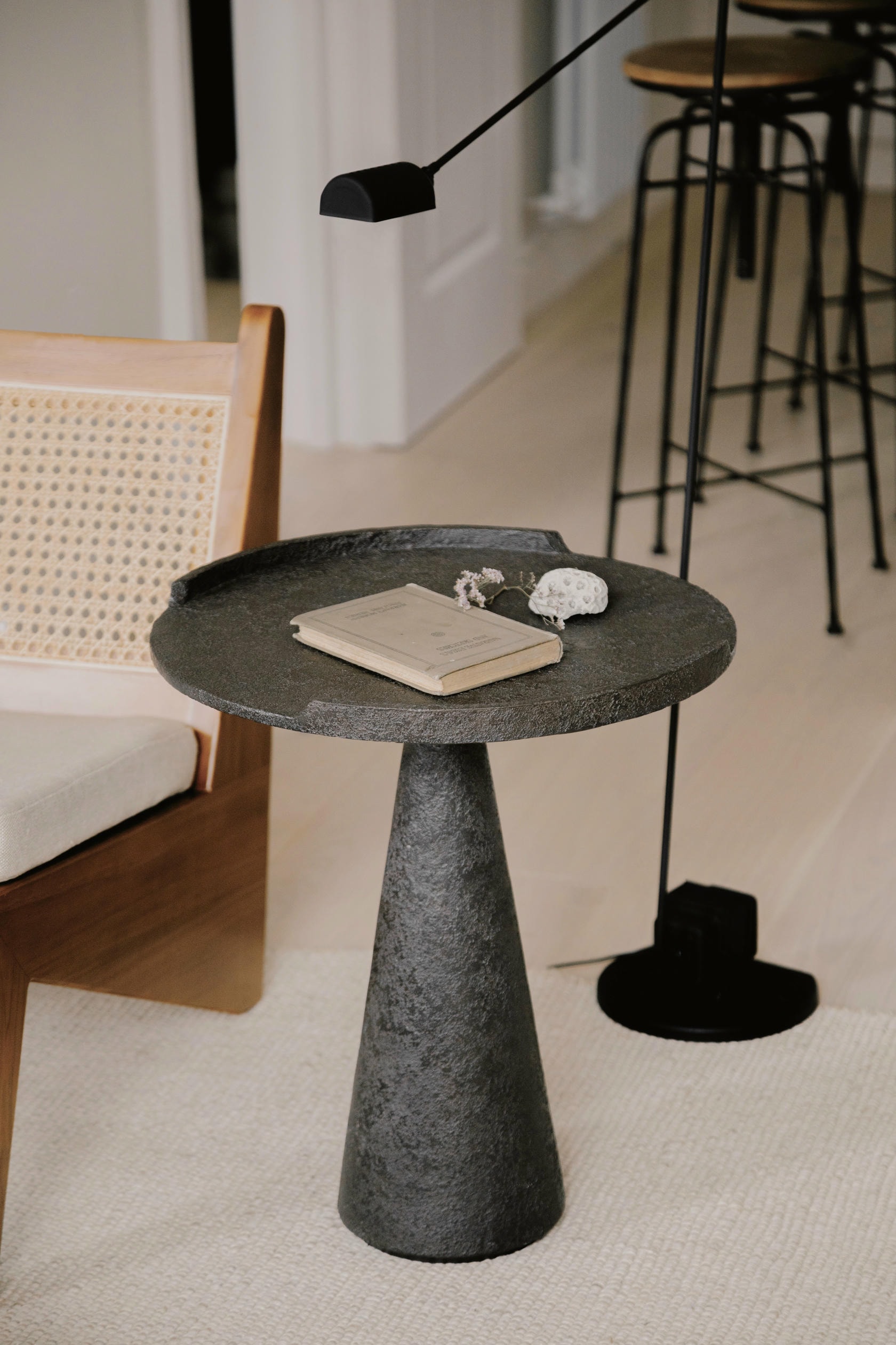 Perseus Side Table in Cast Bronze With Custom Hammered Patina by OZA Design 7