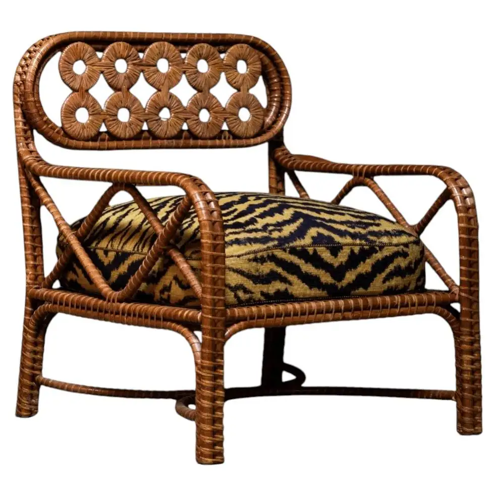 Bridget Armchair in Stained Rattan, Plywood and HR Foam by POPUS EDITIONS 1