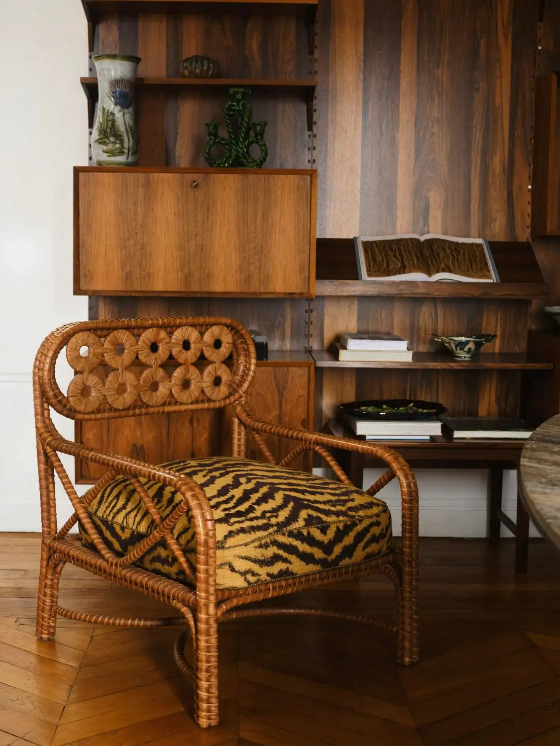 Bridget Armchair in Stained Rattan, Plywood and HR Foam by POPUS EDITIONS 7