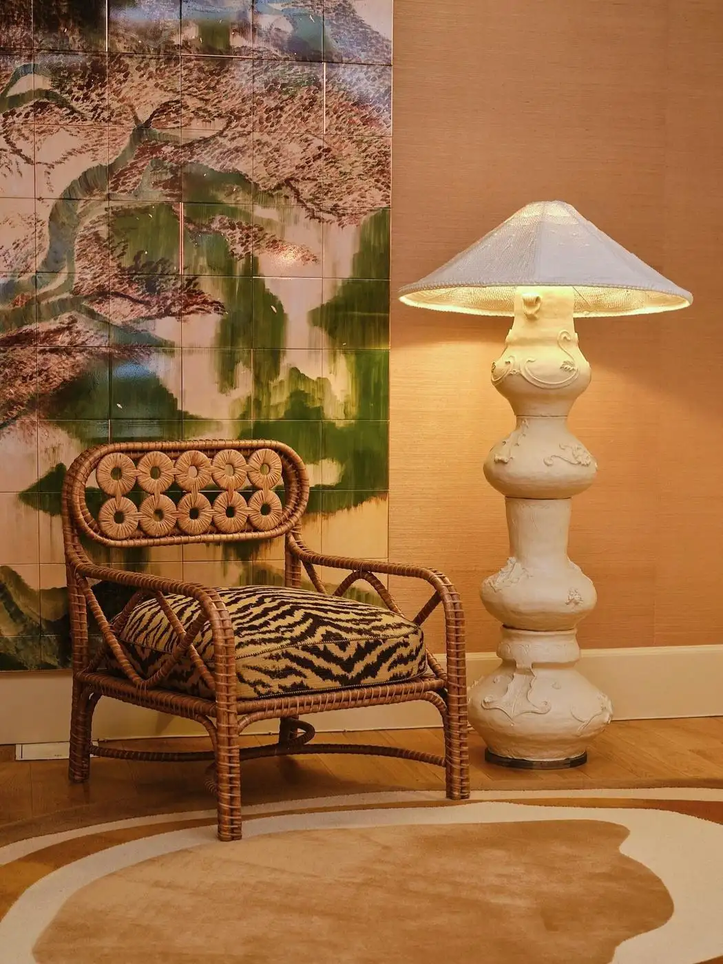 Bridget Armchair in Stained Rattan, Plywood and HR Foam by POPUS EDITIONS 8