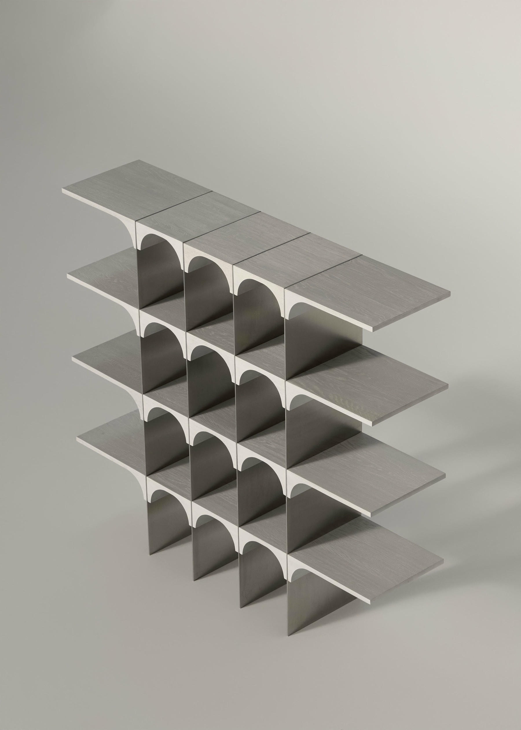 Enclave Shelving Unit Solid Oak and Stainless Steel by Cezar Moldovan x Arbore 12