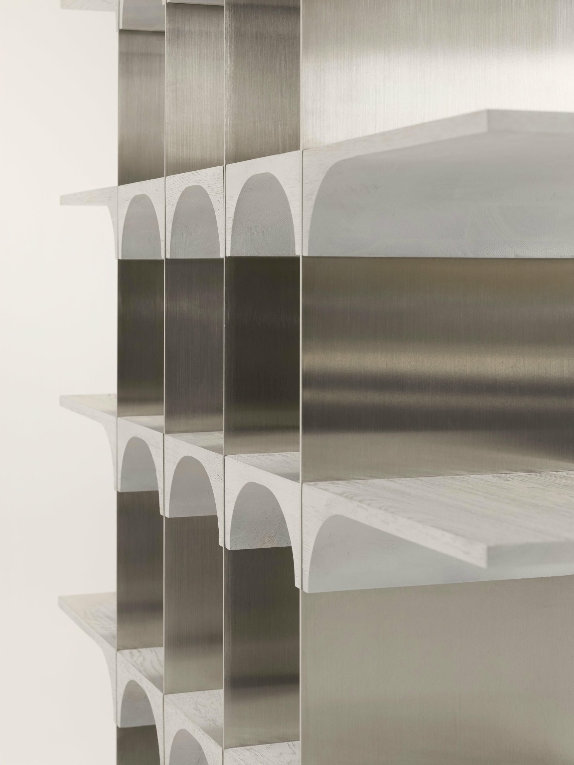 Enclave Shelving Unit Solid Oak and Stainless Steel by Cezar Moldovan x Arbore 13