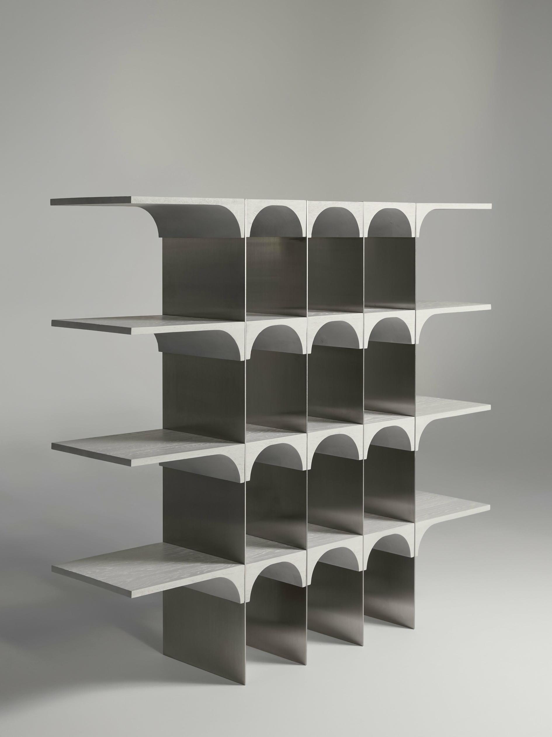 Enclave Shelving Unit Solid Oak and Stainless Steel by Cezar Moldovan x Arbore 14