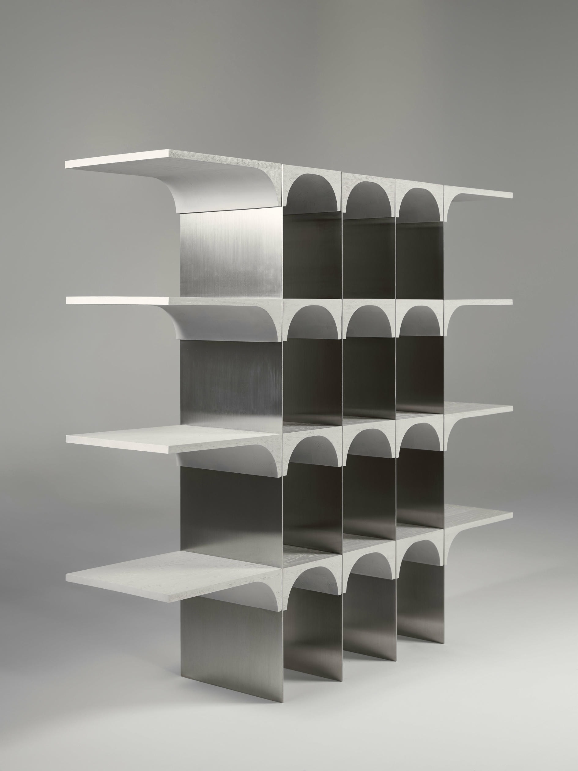 Enclave Shelving Unit Solid Oak and Stainless Steel by Cezar Moldovan x Arbore 15