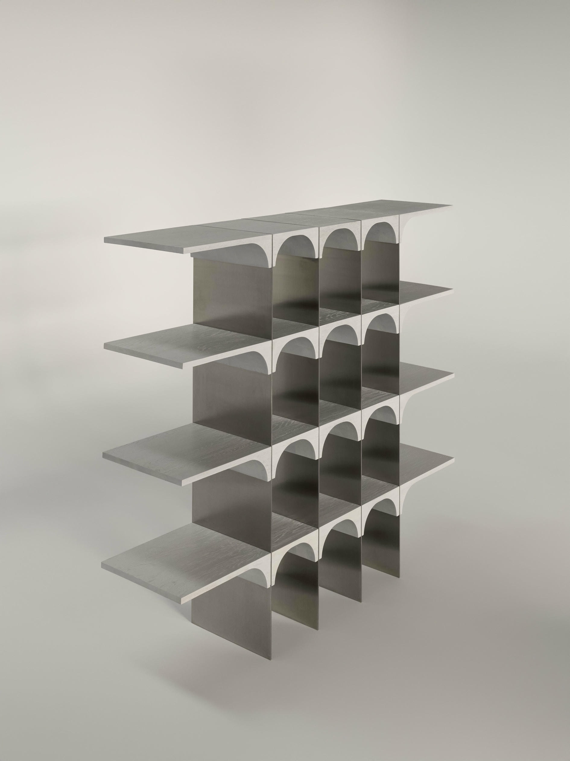 Enclave Shelving Unit Solid Oak and Stainless Steel by Cezar Moldovan x Arbore 2