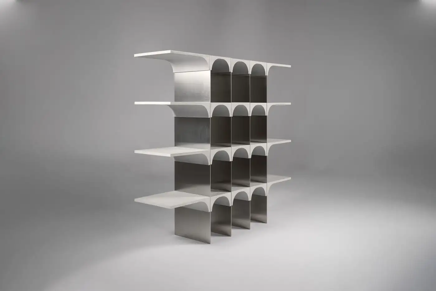 Enclave Shelving Unit, Solid Oak and Stainless Steel by Cezar Moldovan x Arbore 3
