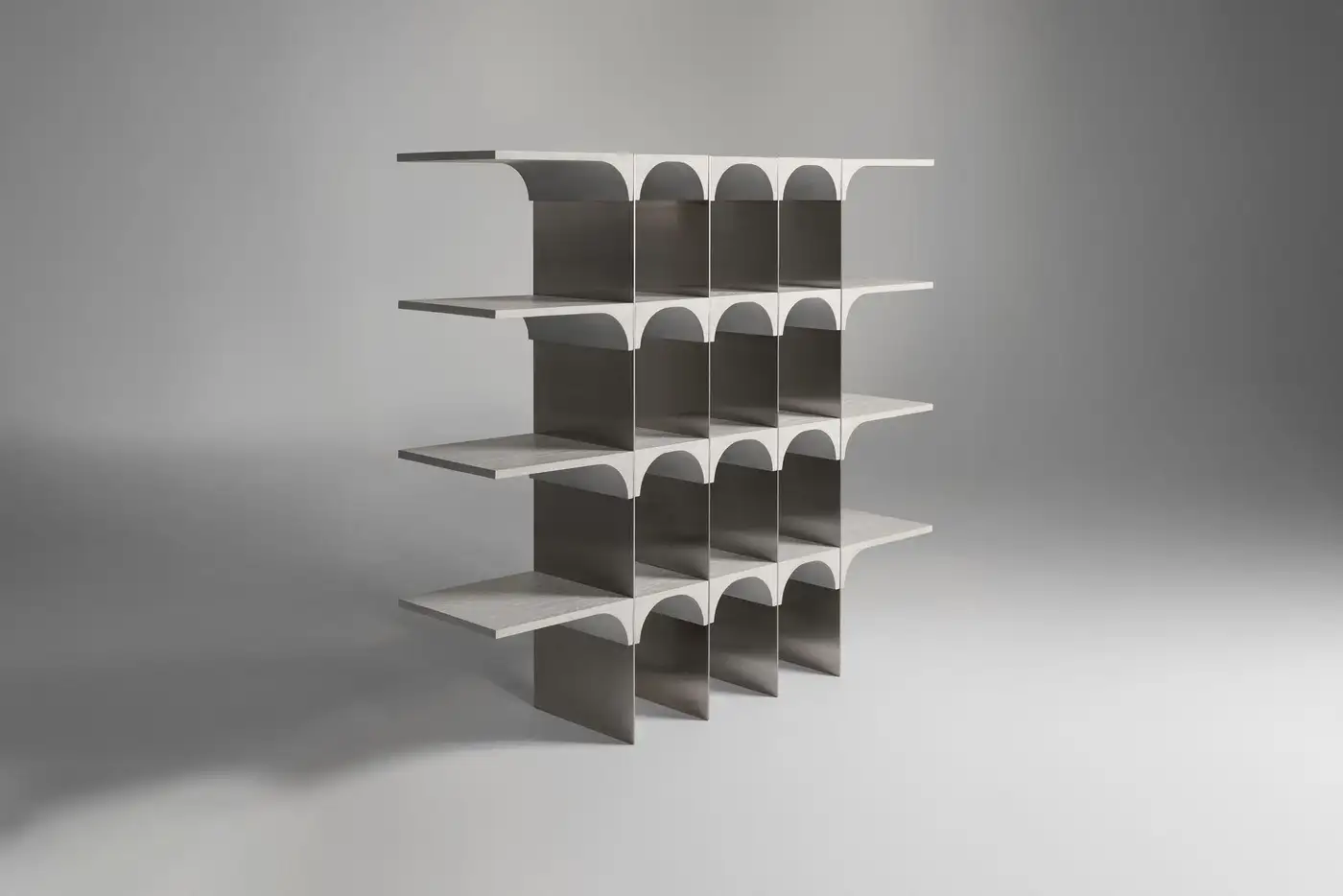 Enclave Shelving Unit, Solid Oak and Stainless Steel by Cezar Moldovan x Arbore 4