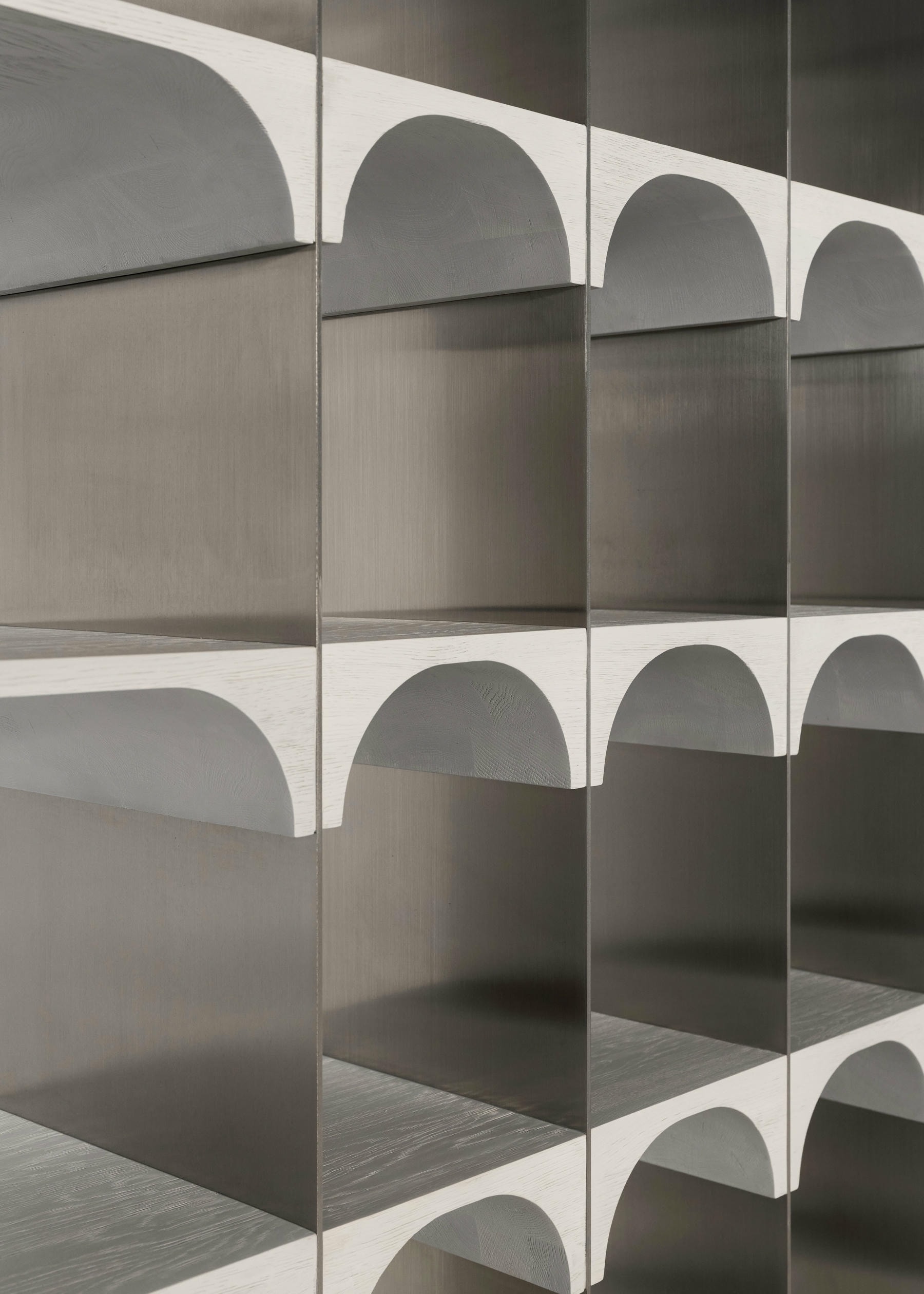 Enclave Shelving Unit Solid Oak and Stainless Steel by Cezar Moldovan x Arbore 5
