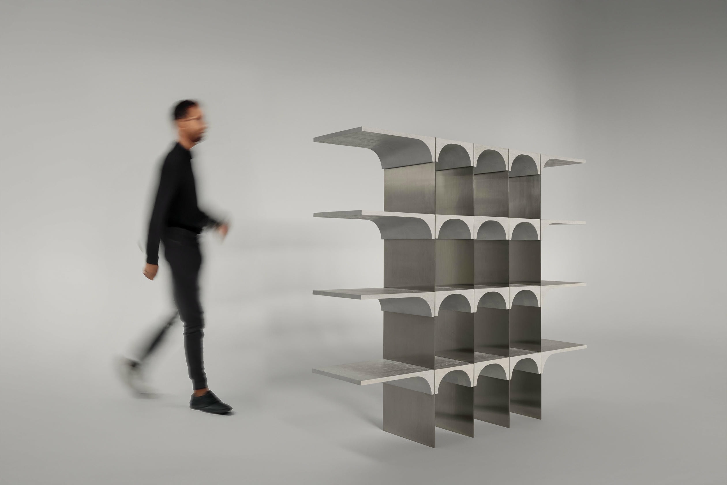Enclave Shelving Unit Solid Oak and Stainless Steel by Cezar Moldovan x Arbore 7