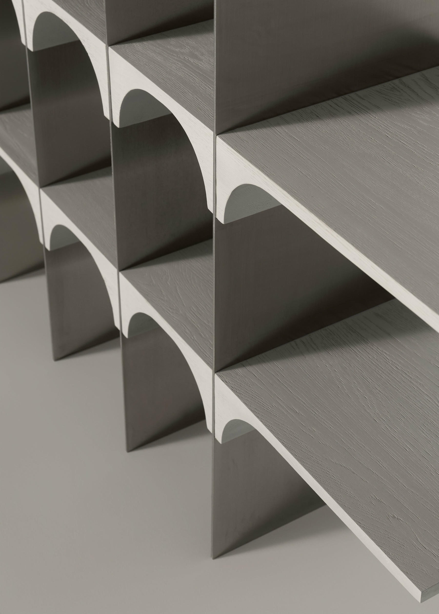 Enclave Shelving Unit Solid Oak and Stainless Steel by Cezar Moldovan x Arbore 9
