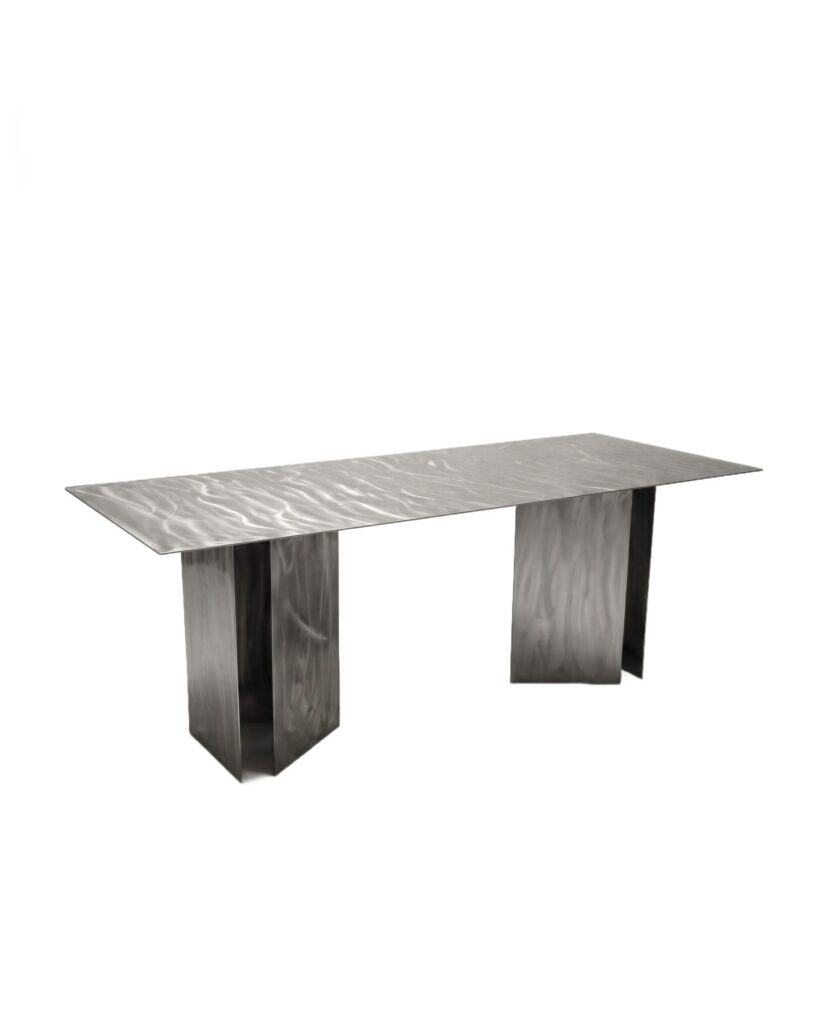 Fold Rectangular Table in Stainless Steel by Metalmorphosis Studio 1