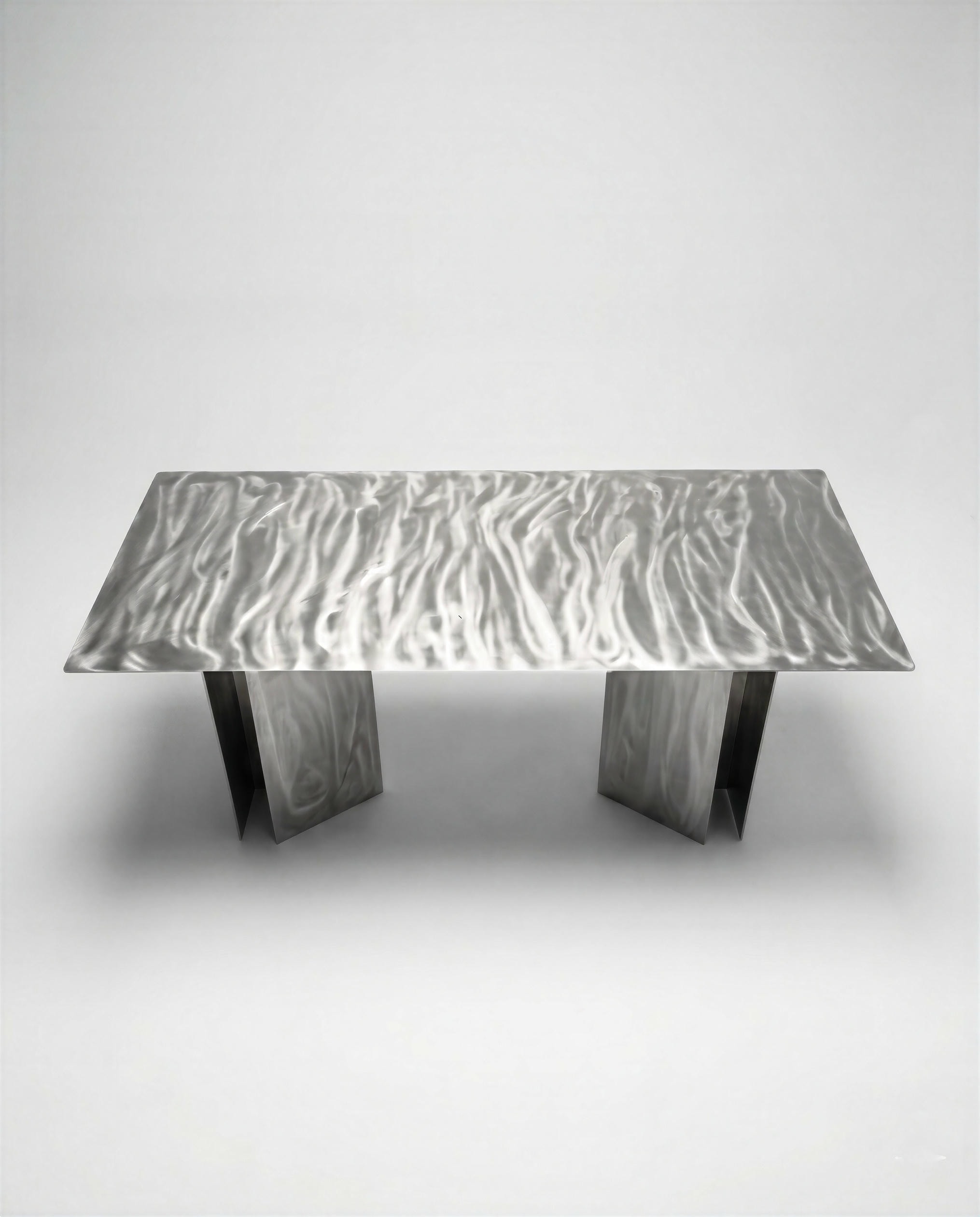Fold Rectangular Table in Stainless Steel by Metalmorphosis Studio 4