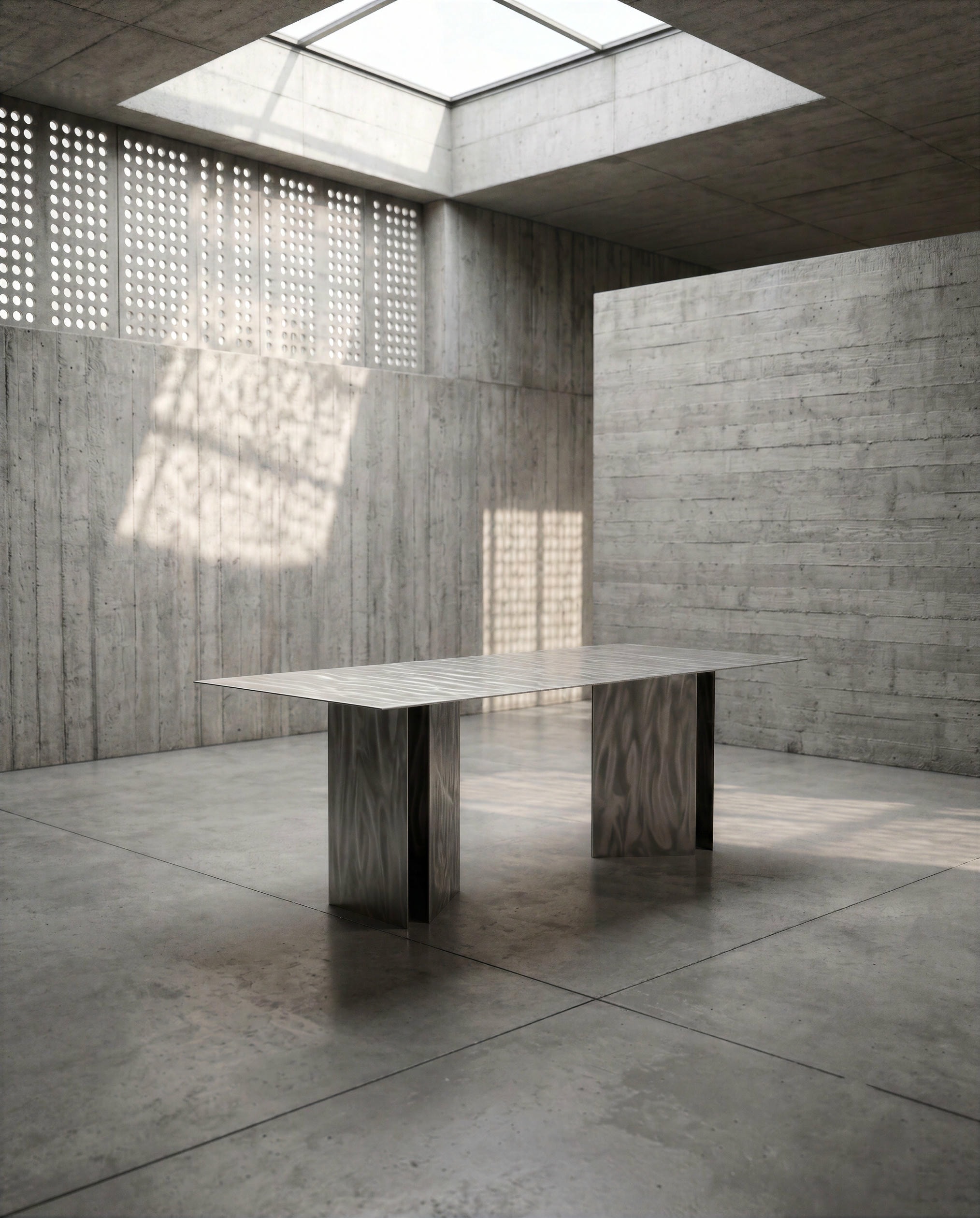 Fold Rectangular Table in Stainless Steel by Metalmorphosis Studio 5