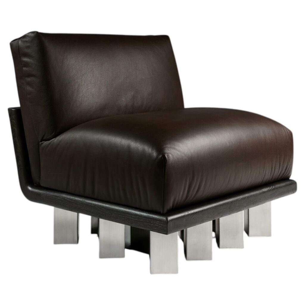 Kafka Lounge Chair Solid Oak and Leather by Cezar Moldovan x Arbore 1