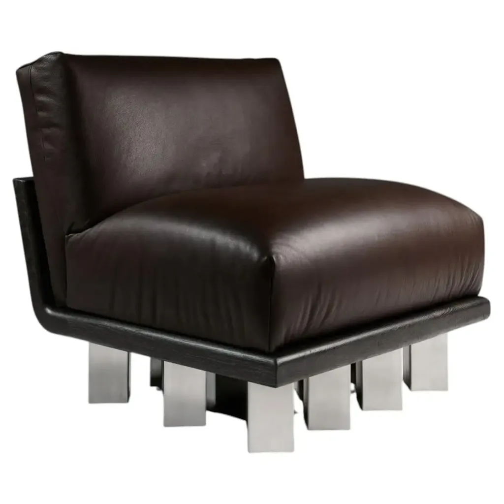 Kafka Lounge Chair, Solid Oak, and Leather by Cezar Moldovan x Arbore 1