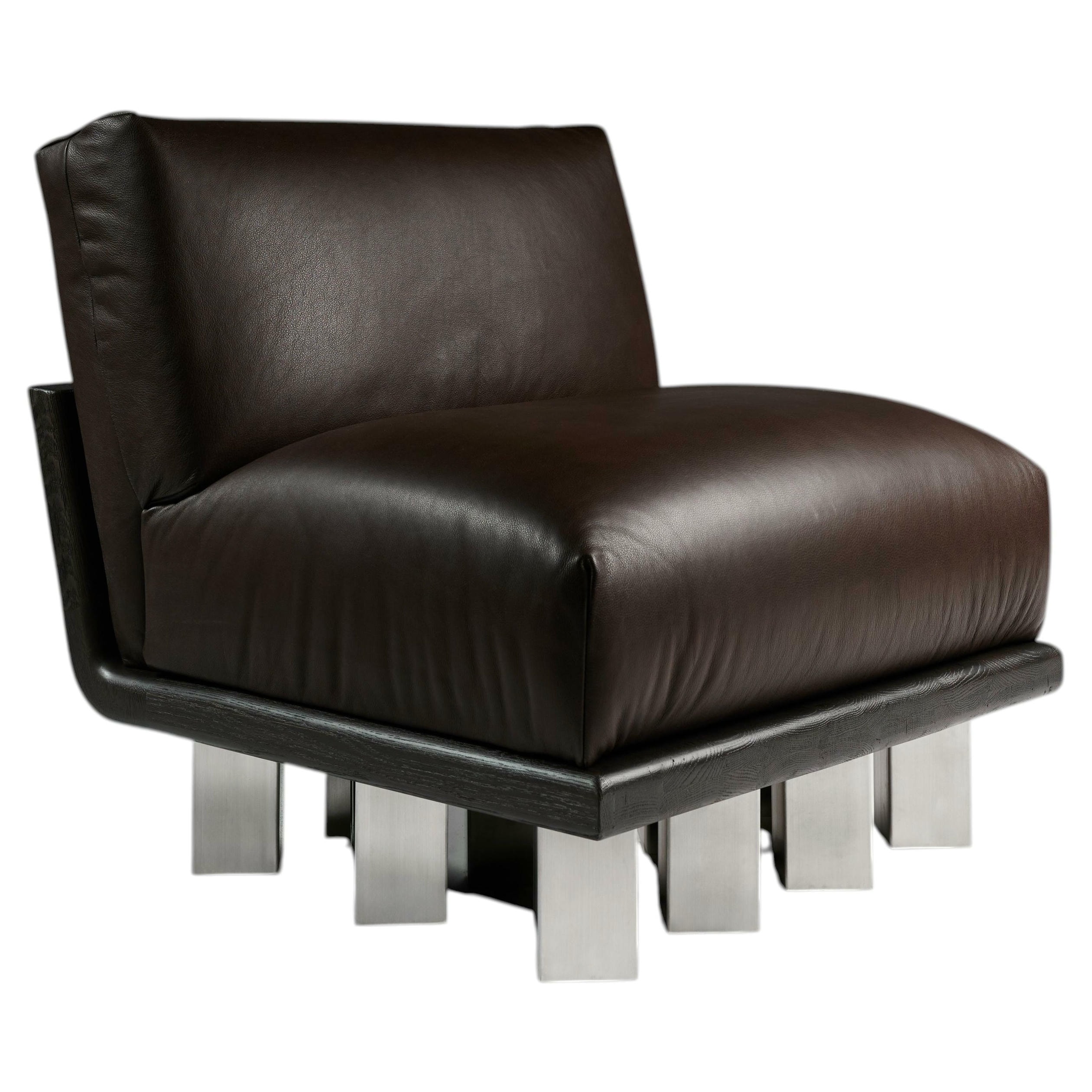 Kafka Lounge Chair Solid Oak and Leather by Cezar Moldovan x Arbore 1