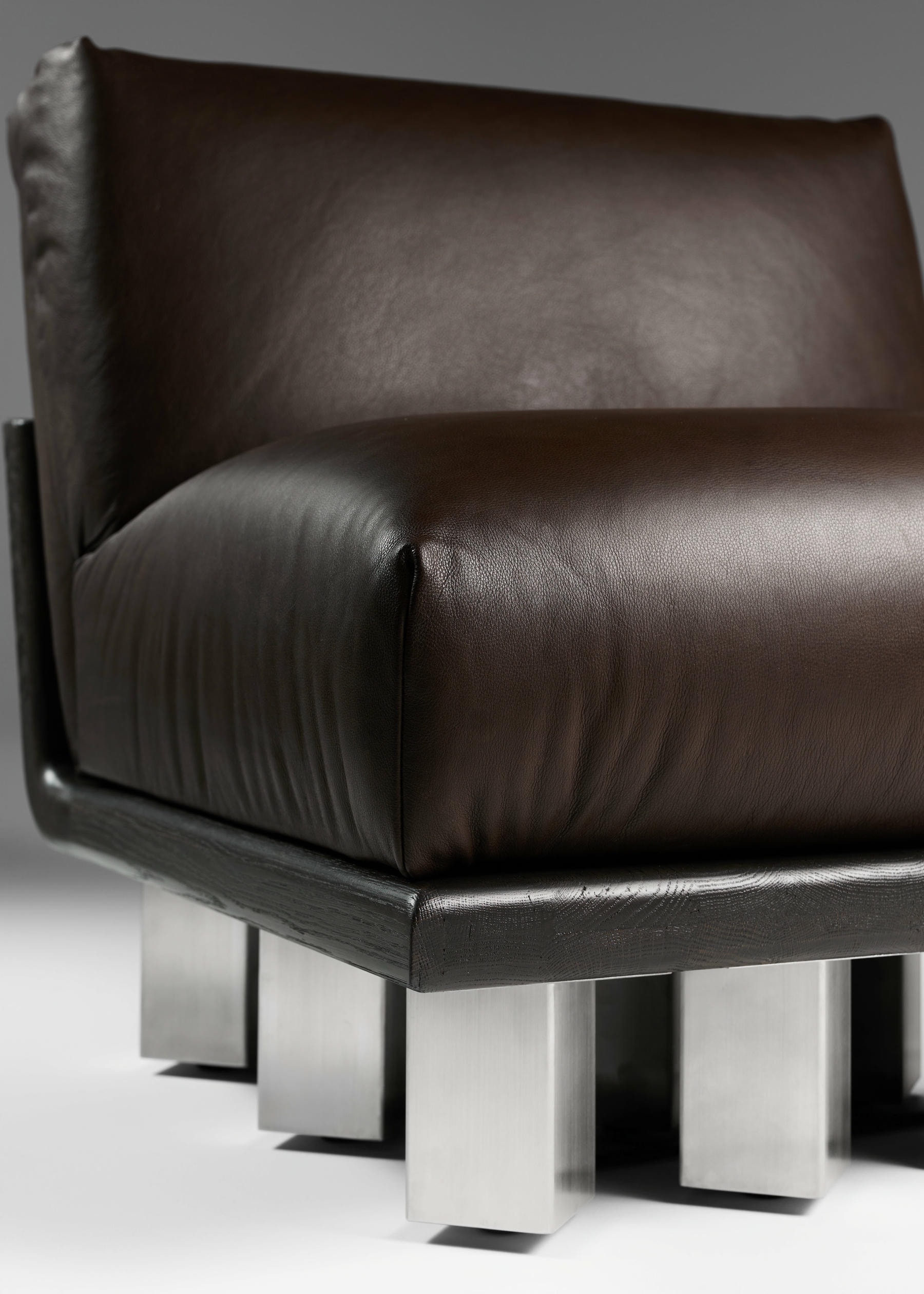Kafka Lounge Chair Solid Oak and Leather by Cezar Moldovan x Arbore 3
