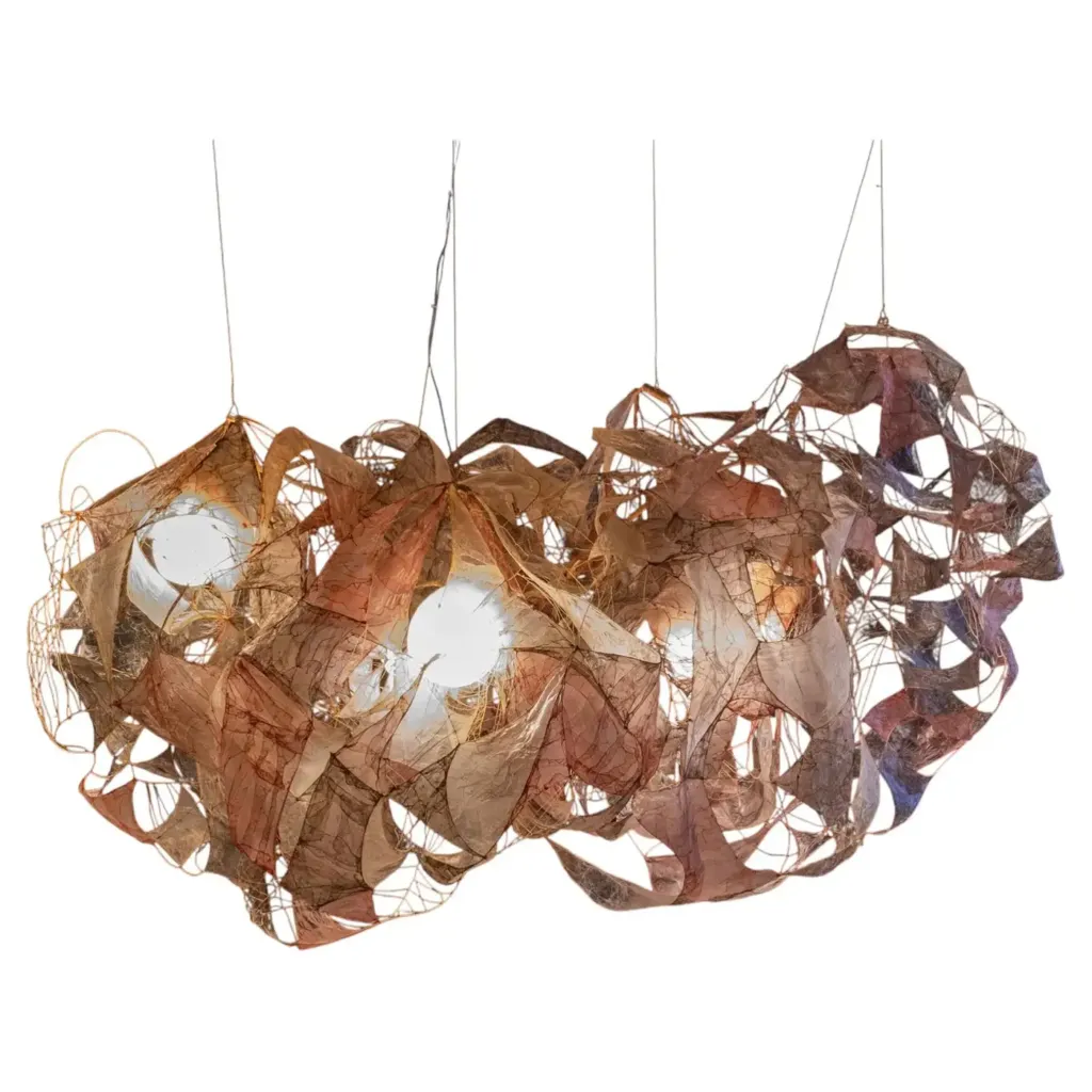 Louvanes Chandelier Lamp in Bio Material with Natural Dyes by Thibault Philip 1