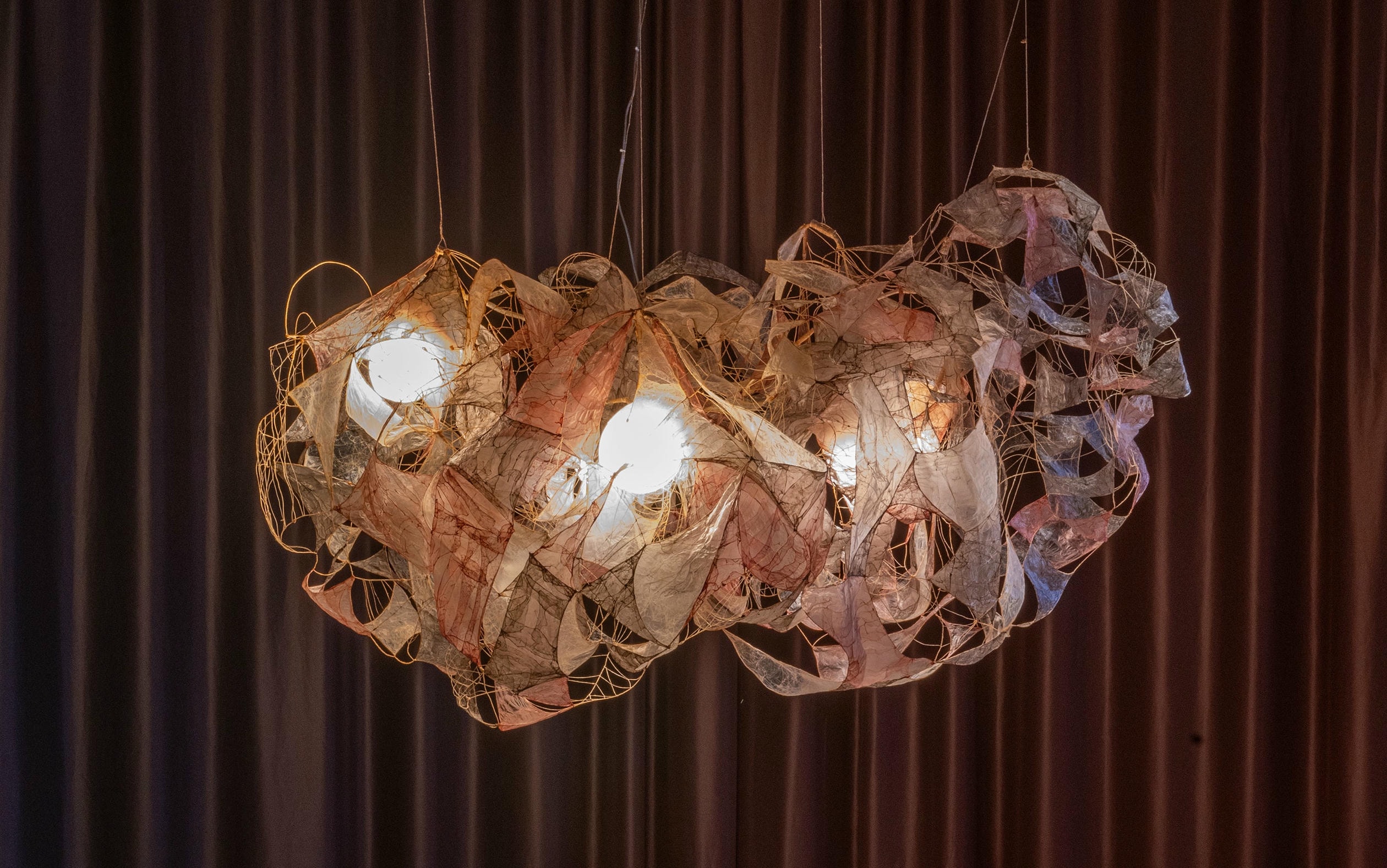 Louvanes Chandelier Lamp in Bio Material with Natural Dyes by Thibault Philip 2