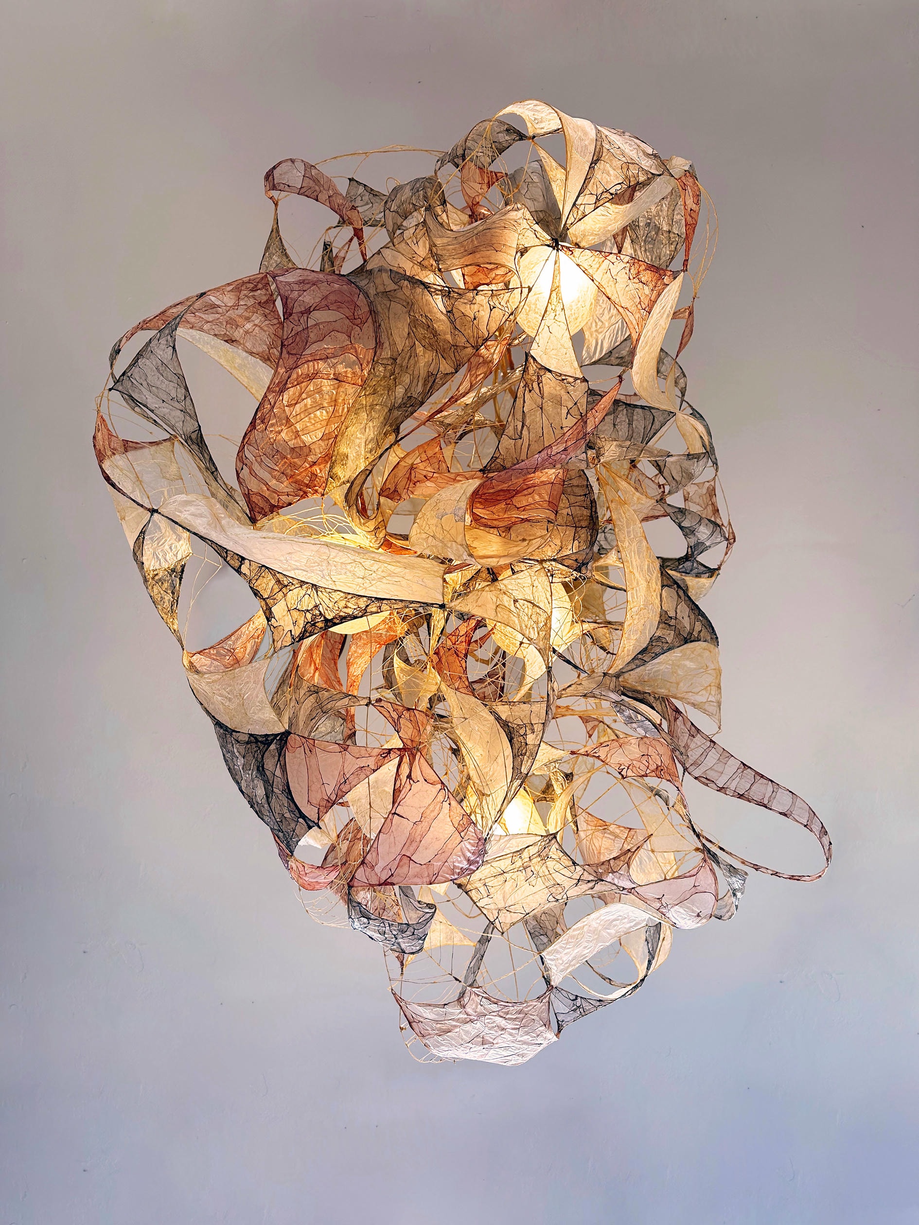Louvanes Chandelier Lamp in Bio Material with Natural Dyes by Thibault Philip 3