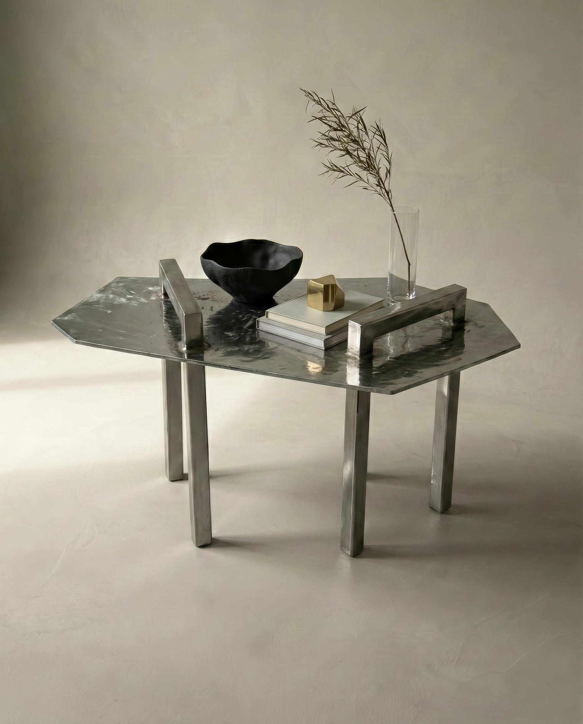 Ondulae Coffee Table in Stainless Steel by Metalmorphosis Studio 5