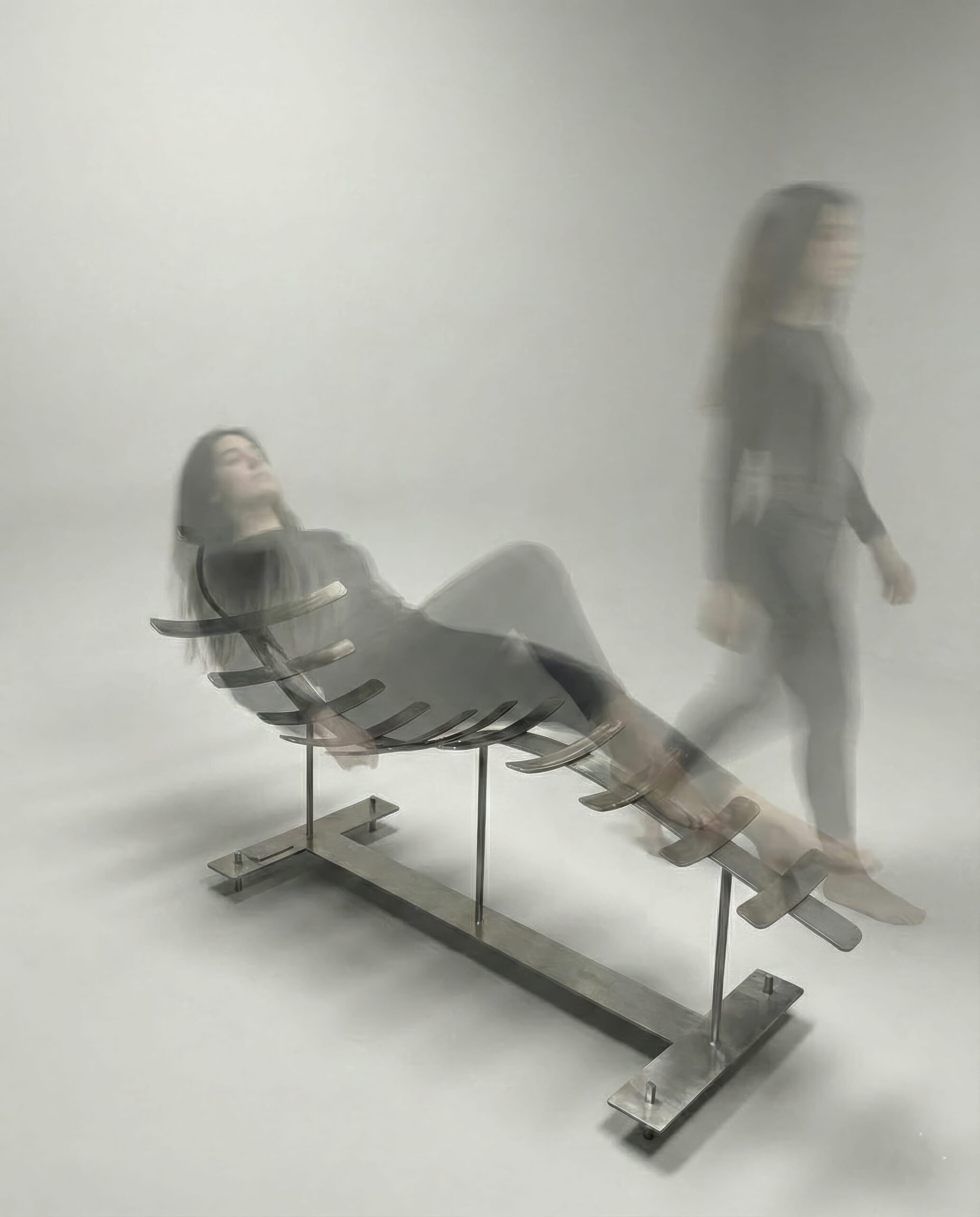 Ossario Chaise Longue in Mild Steel & Acrylic Coat by Metalmorphosis Studio 12