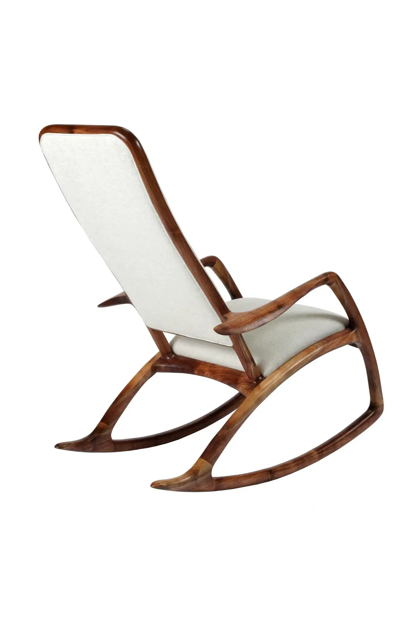 Rocker Chair in Walnut with Linen Upholstery by Brian Fireman Design 3
