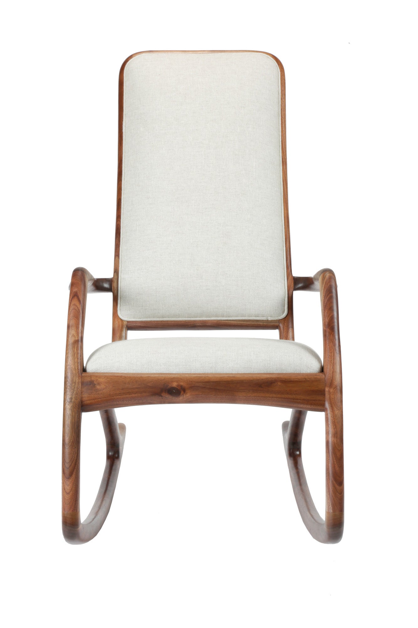 Rocker Chair in Walnut with Linen Upholstery by Brian Fireman Design 4