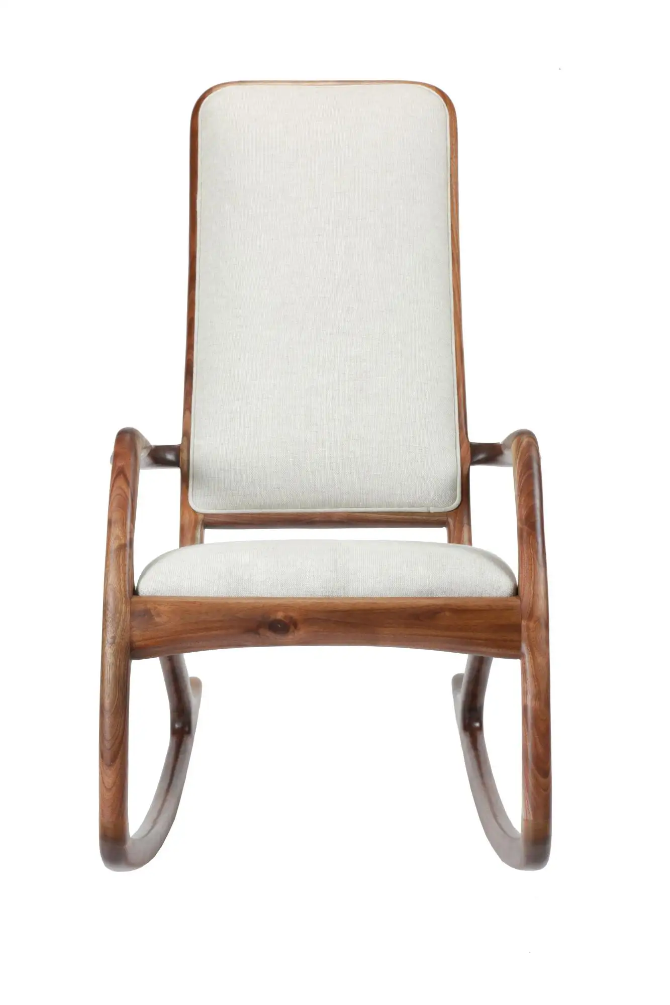 Rocker Chair in Walnut with Linen Upholstery by Brian Fireman Design 4