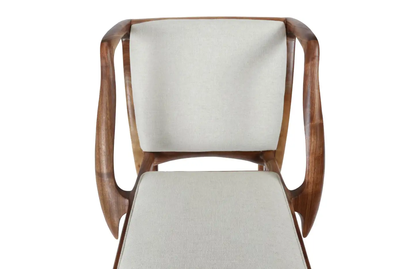 Rocker Chair in Walnut with Linen Upholstery by Brian Fireman Design 5