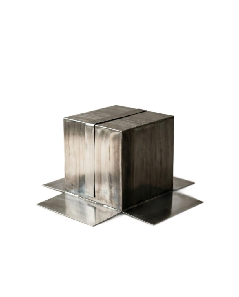 Shipping Box Coffee Table in Stainless Steel by Metalmorphosis Studio 1