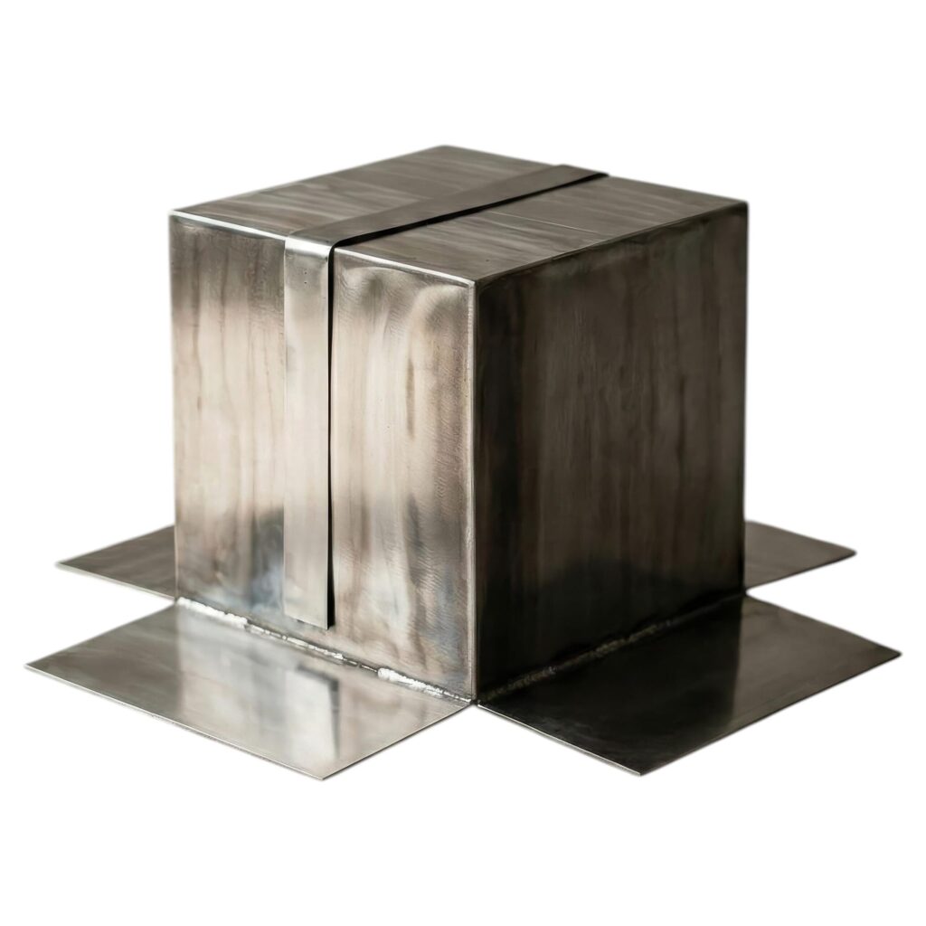 Shipping Box Coffee Table in Stainless Steel by Metalmorphosis Studio 1