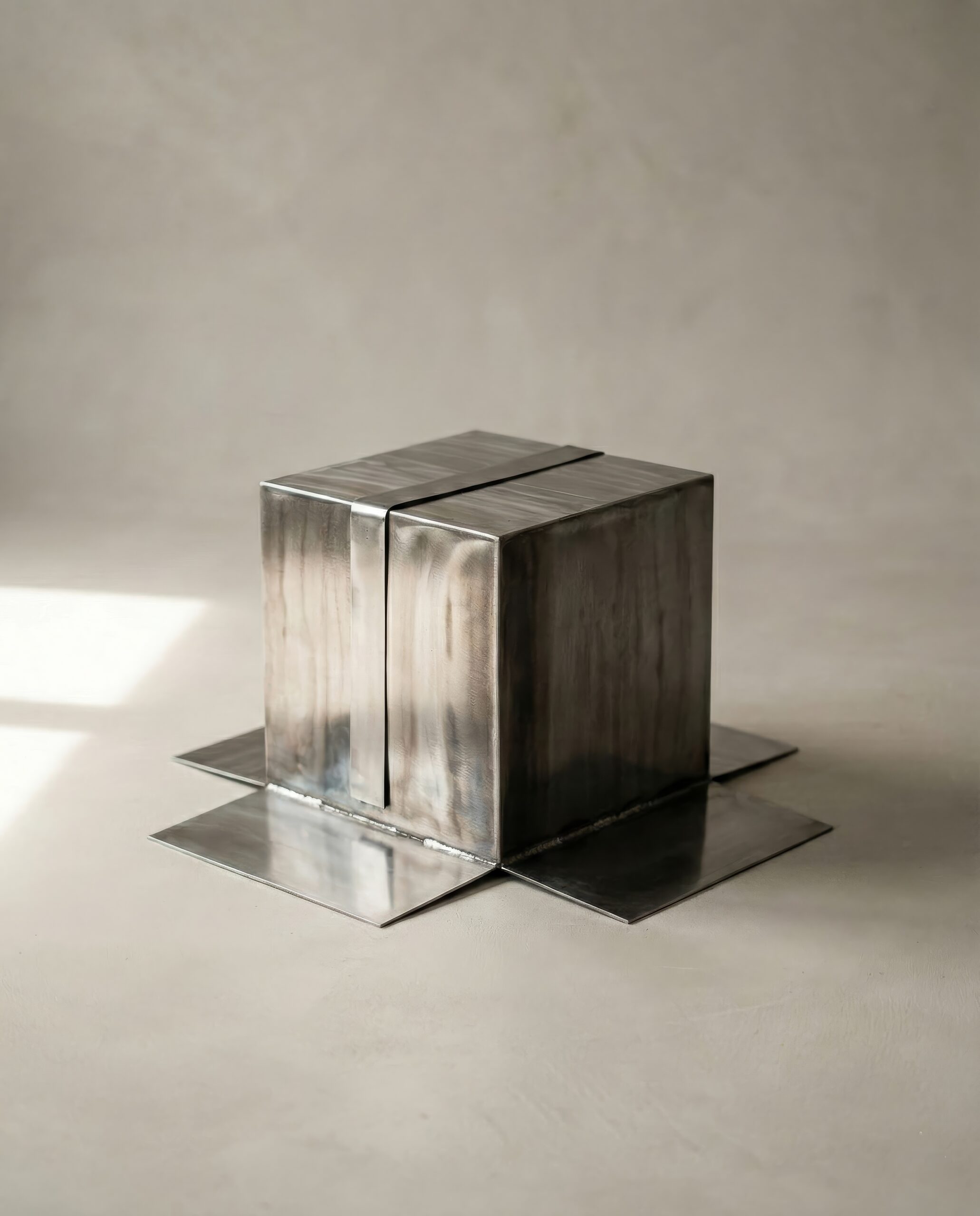 Shipping Box Coffee Table in Stainless Steel by Metalmorphosis Studio 2