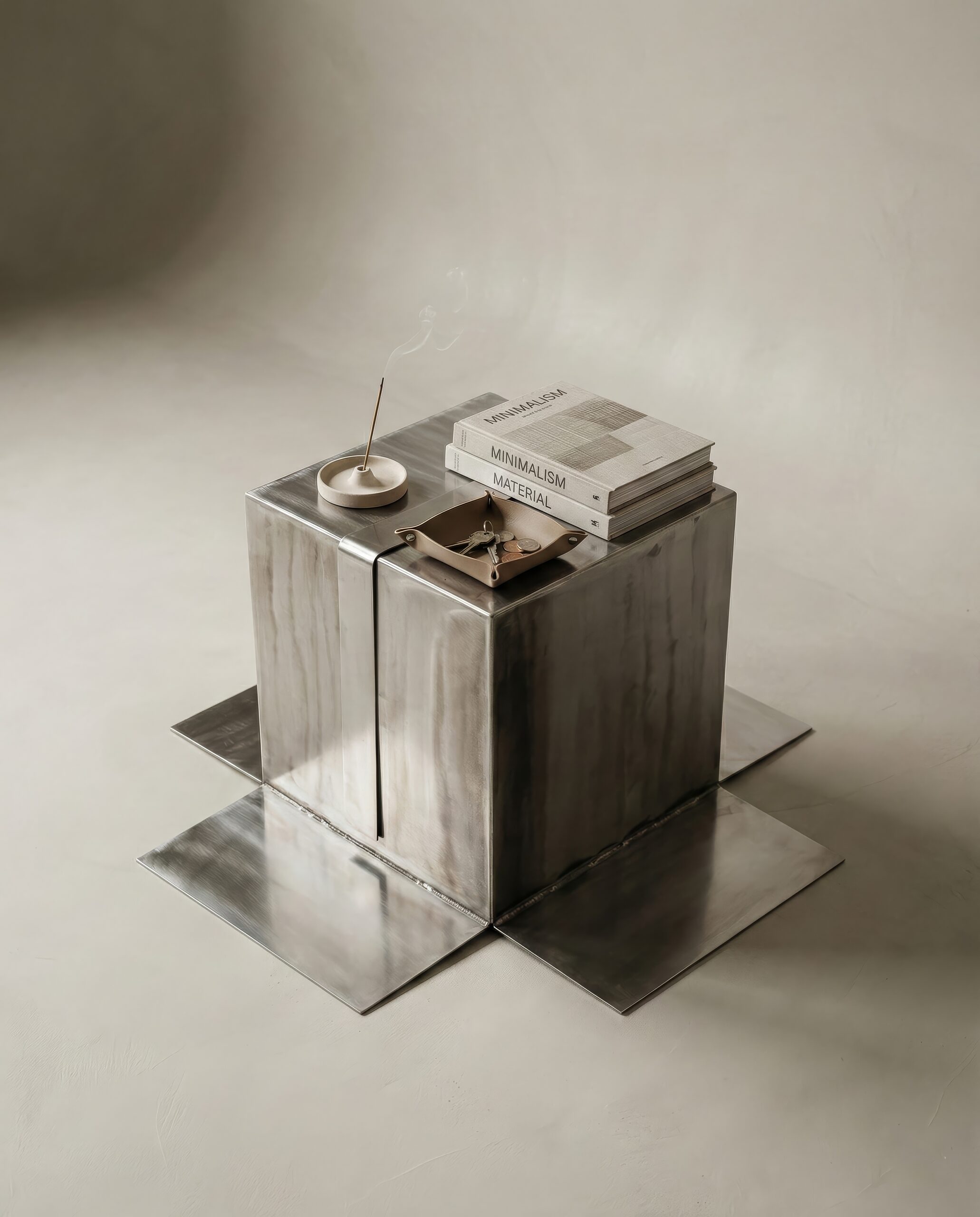 Shipping Box Coffee Table in Stainless Steel by Metalmorphosis Studio 3