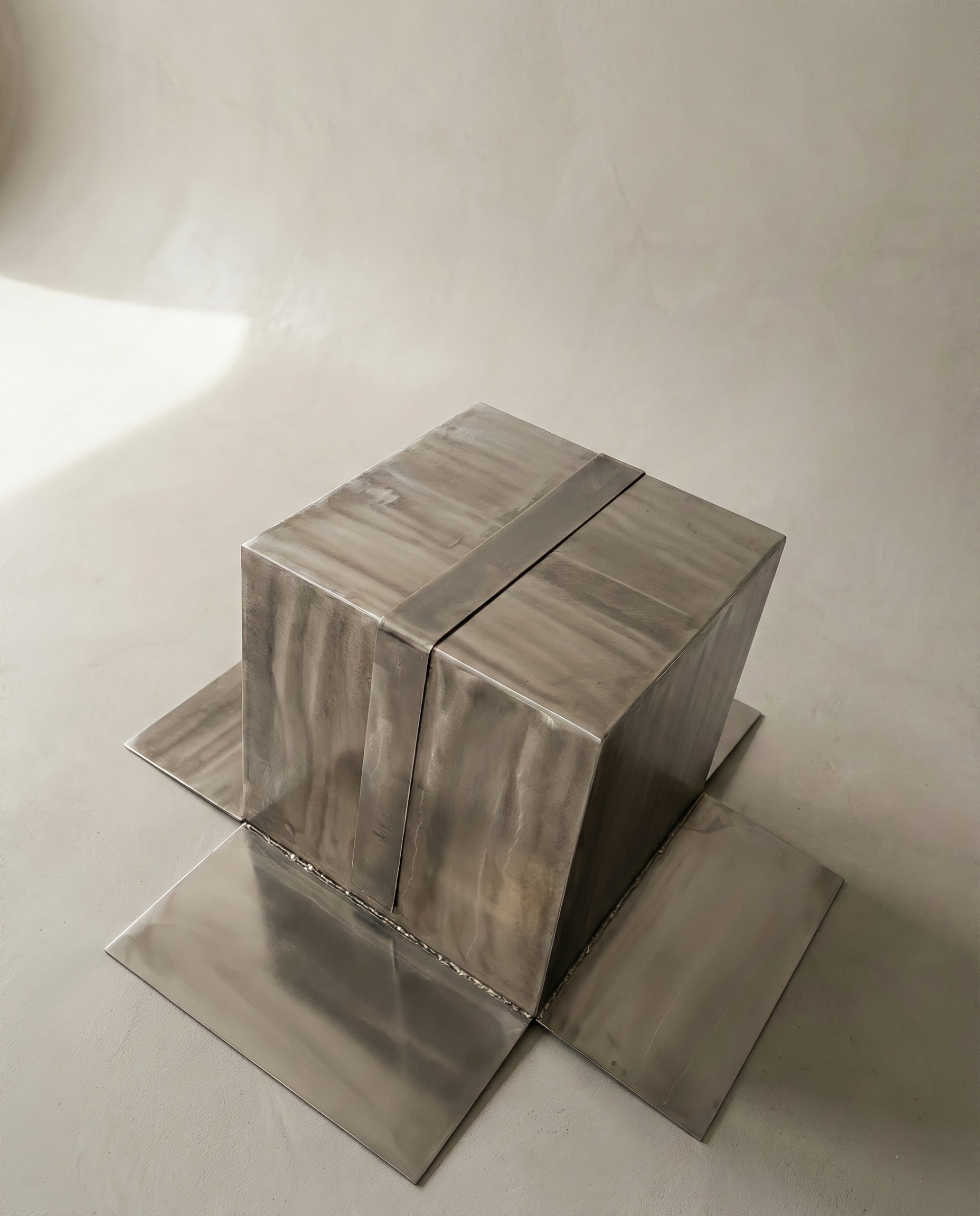 Shipping Box Coffee Table in Stainless Steel by Metalmorphosis Studio 4
