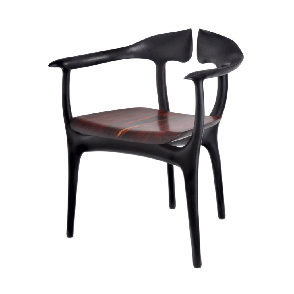 Swallowtail Chair in Ebonized Wood Frame Rosewood Seat by Brian Fireman Design 1