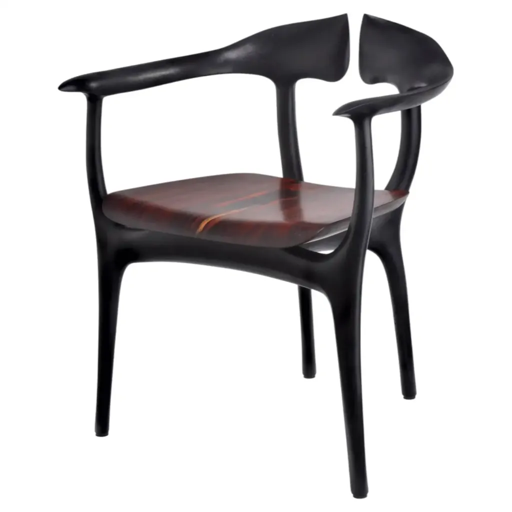 Swallowtail Chair in Ebonized Wood Frame & Rosewood Seat by Brian Fireman Design 1