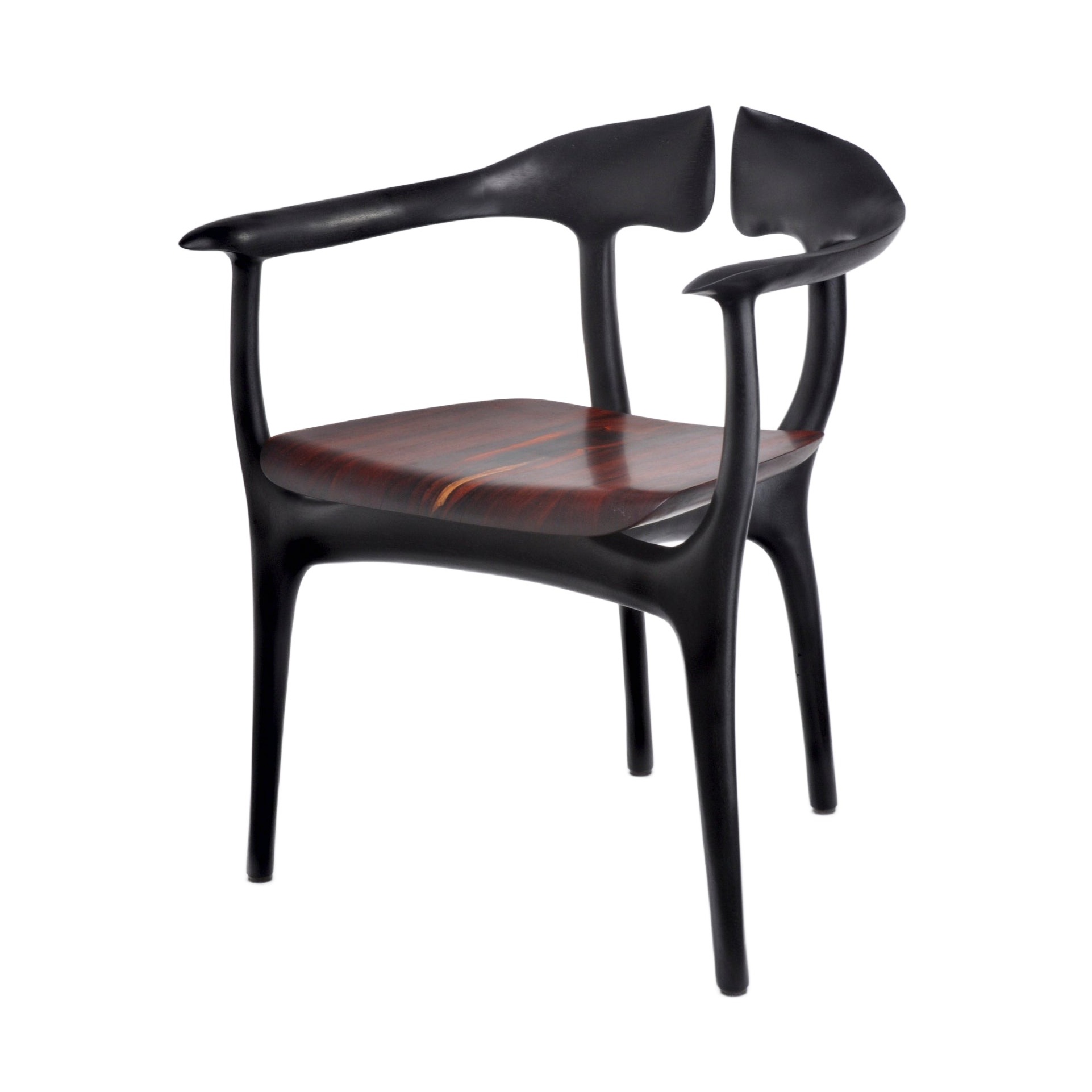 Swallowtail Chair in Ebonized Wood Frame Rosewood Seat by Brian Fireman Design 1