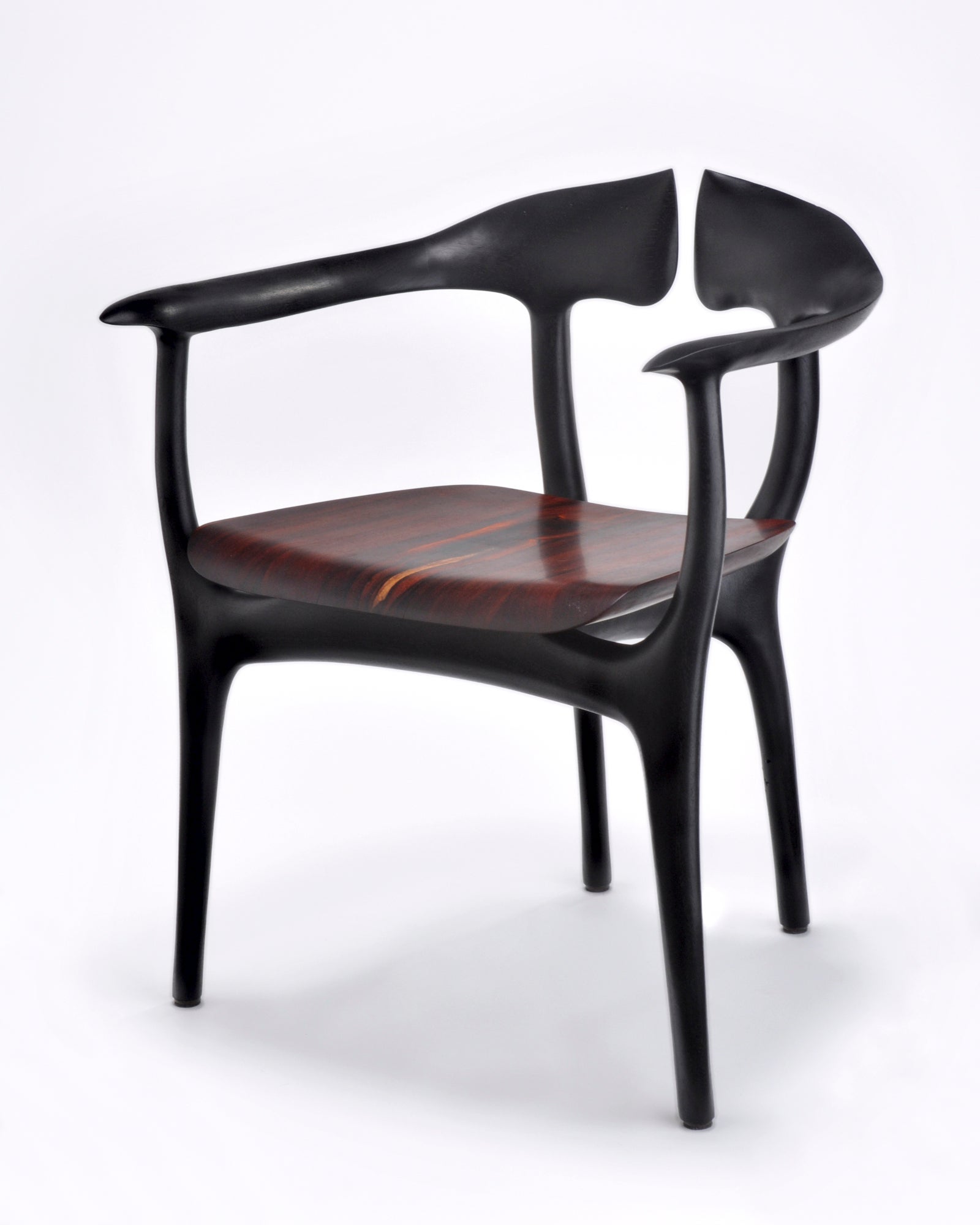 Swallowtail Chair in Ebonized Wood Frame Rosewood Seat by Brian Fireman Design 2