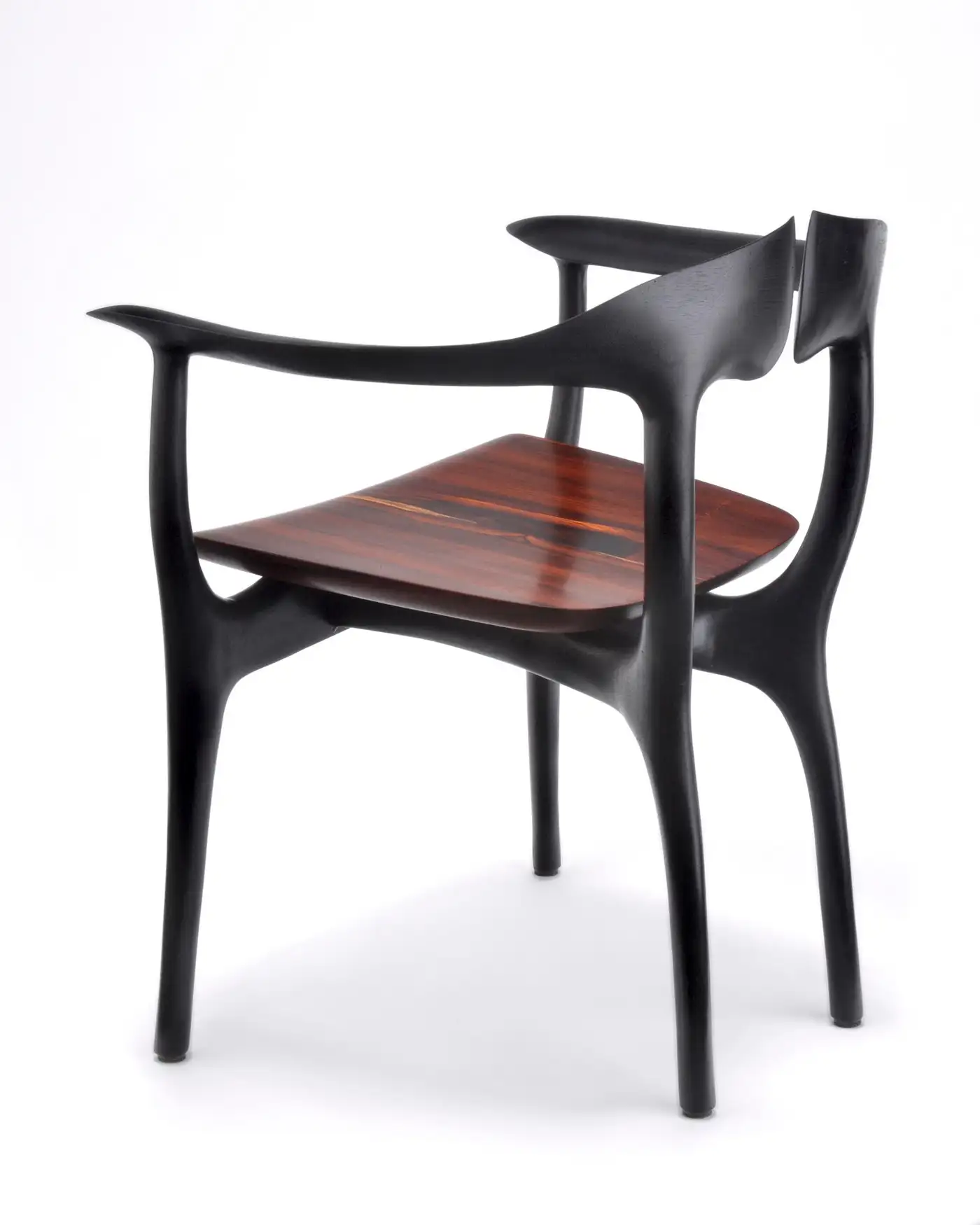 Swallowtail Chair in Ebonized Wood Frame & Rosewood Seat by Brian Fireman Design 3