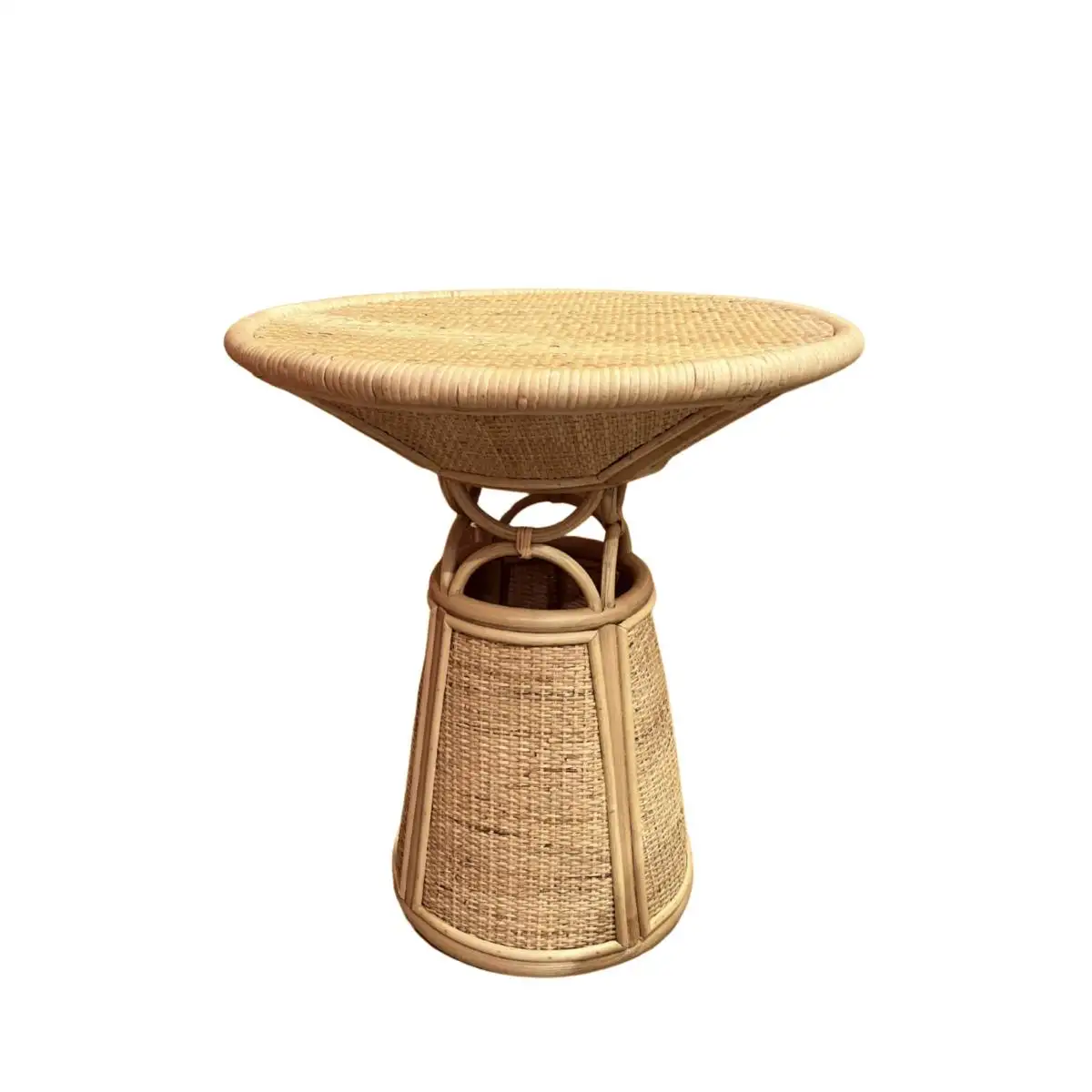 Toffee GM Side Table in Stained Rattan and Glass Top by POPUS EDITIONS 3