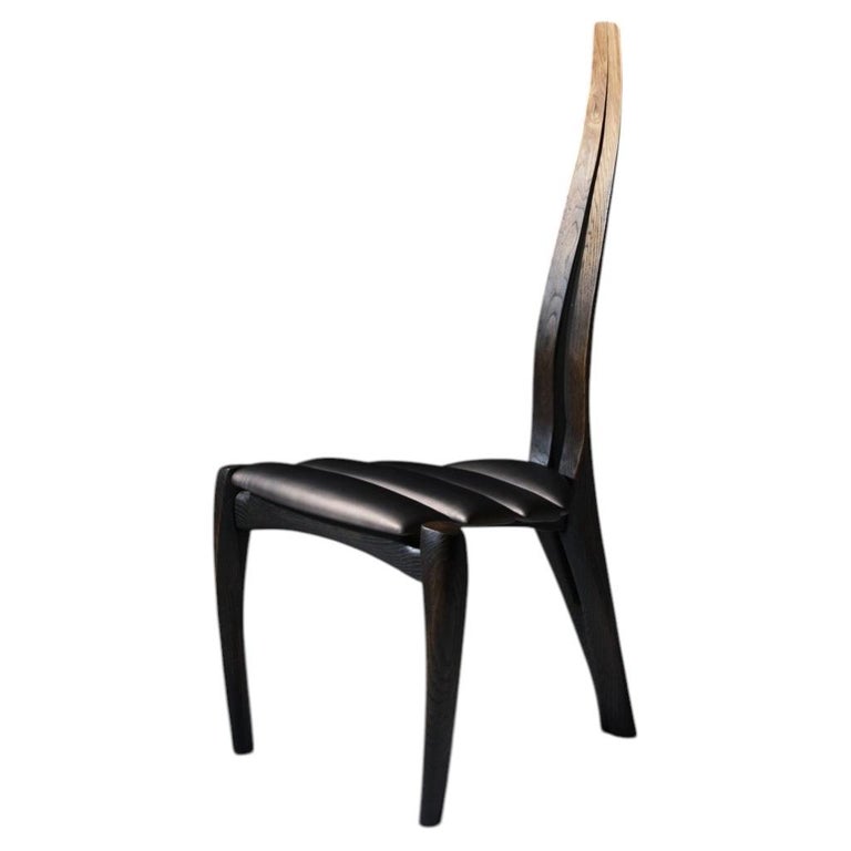 Vennaxa Taper Fade Chair in Oak Wood & Bronze Leather Upholstery by Alun Heslop 1