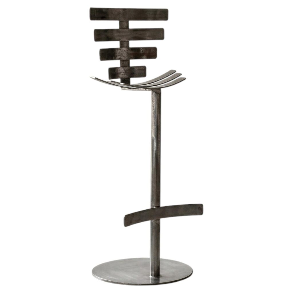 Vertebrae High Bar Stool in Mild Steel by Metalmorphosis Studio 1