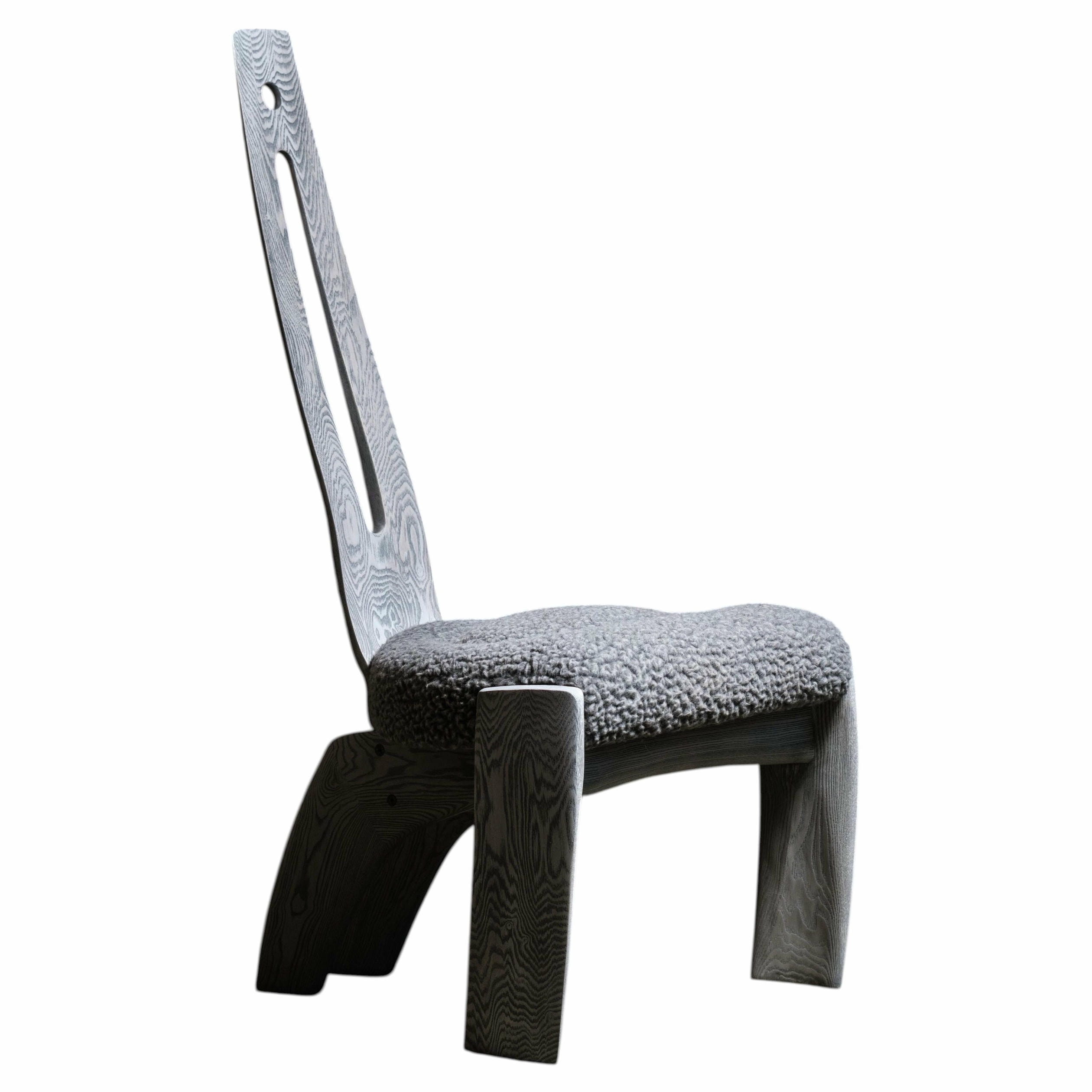 Weathered Blade Chair in Ash Wood Wool Upholstery by Alun Heslop 1
