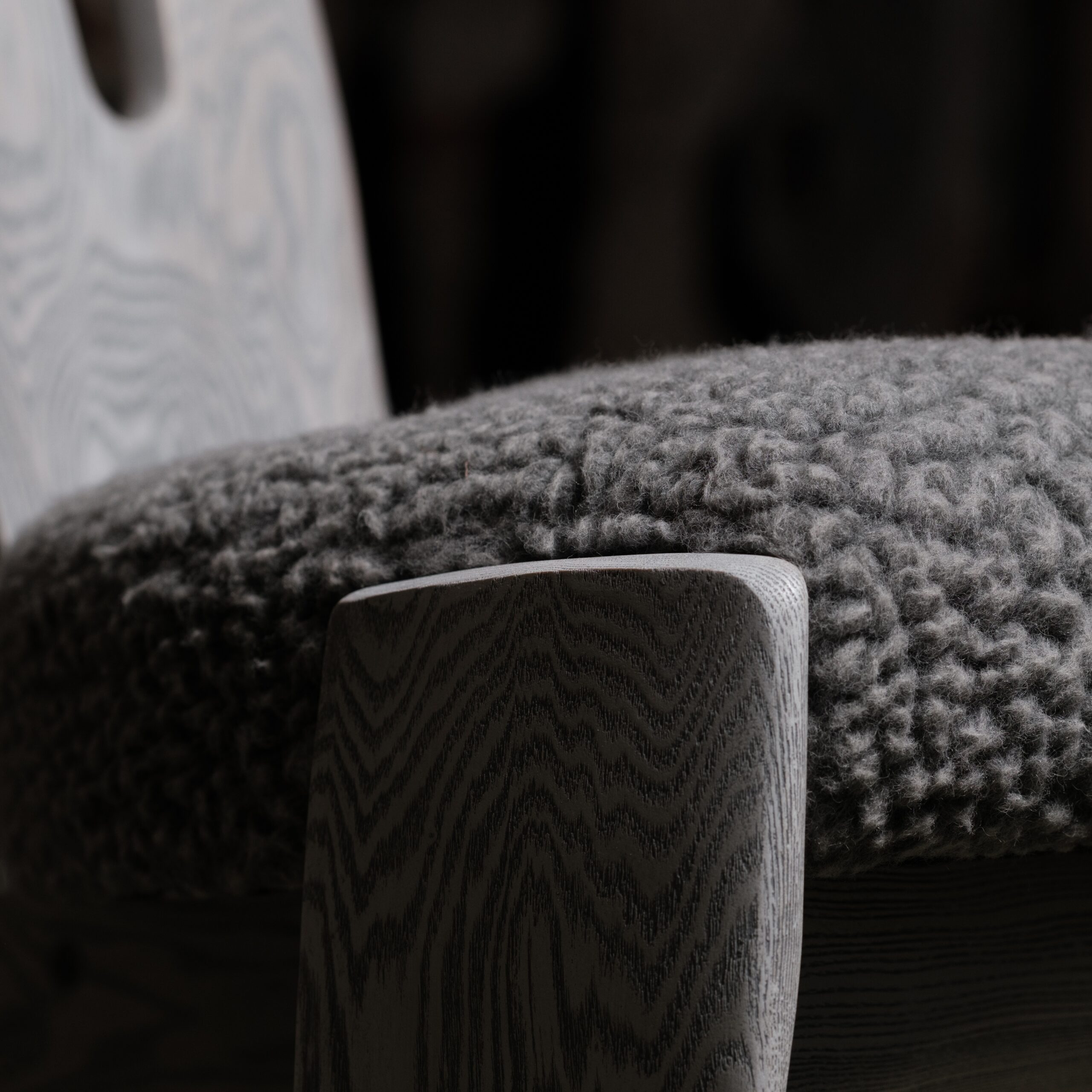 Weathered Blade Chair in Ash Wood & Wool Upholstery by Alun Heslop 6