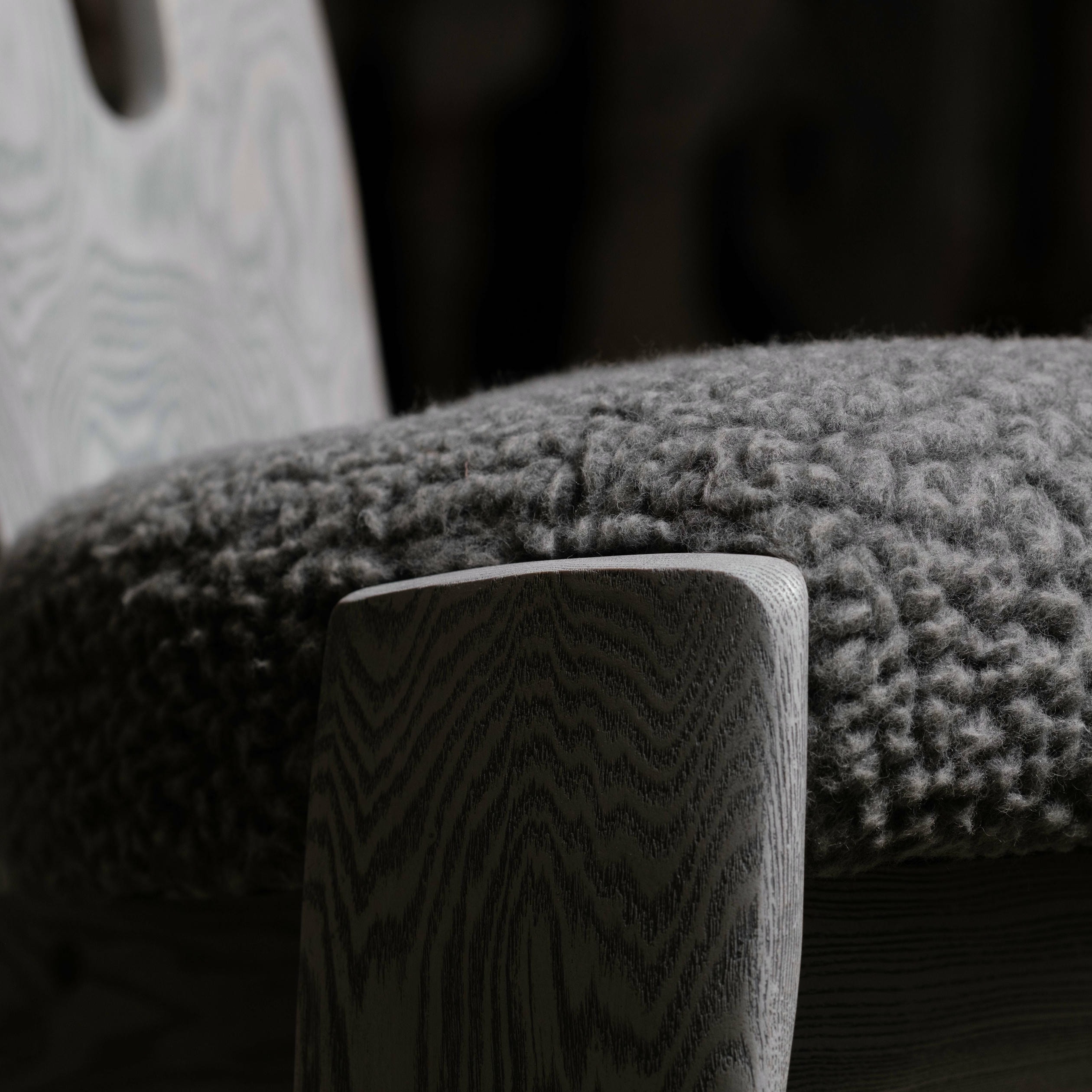 Weathered Blade Chair in Ash Wood Wool Upholstery by Alun Heslop 7