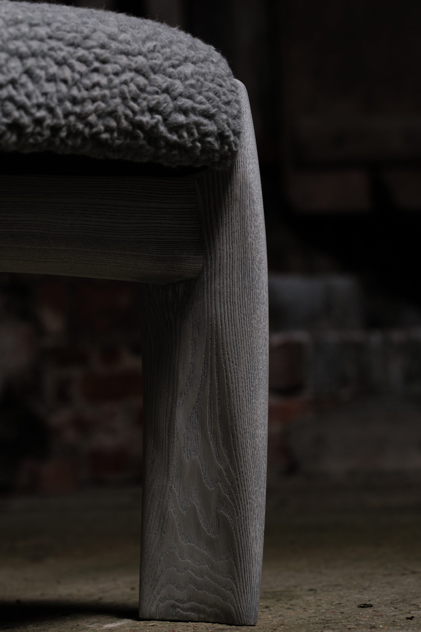 Weathered Blade Chair in Ash Wood & Wool Upholstery by Alun Heslop 7
